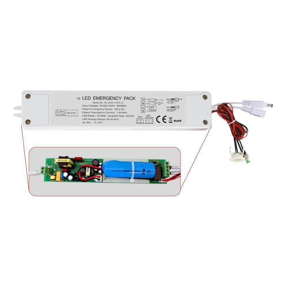 Ener-J Green 6W To 70W Plug And Play 5W Emergency Battery Kit For Led Panels 6W To 70W, 3 Hours Of Emergency Lighting