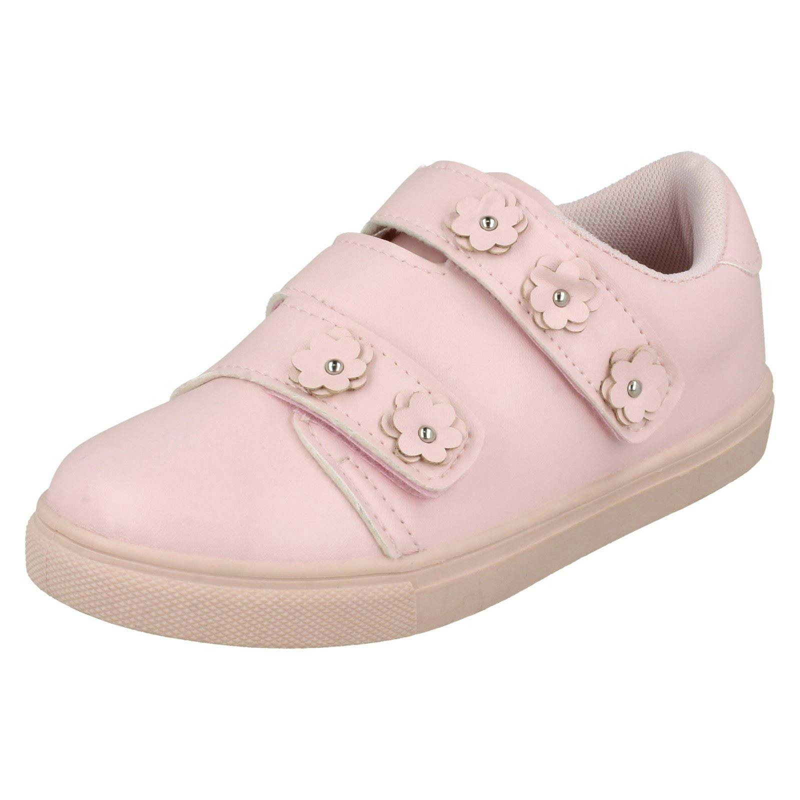 Spot On Girls Pink Flower Strap Pumps - Uk 11 Child