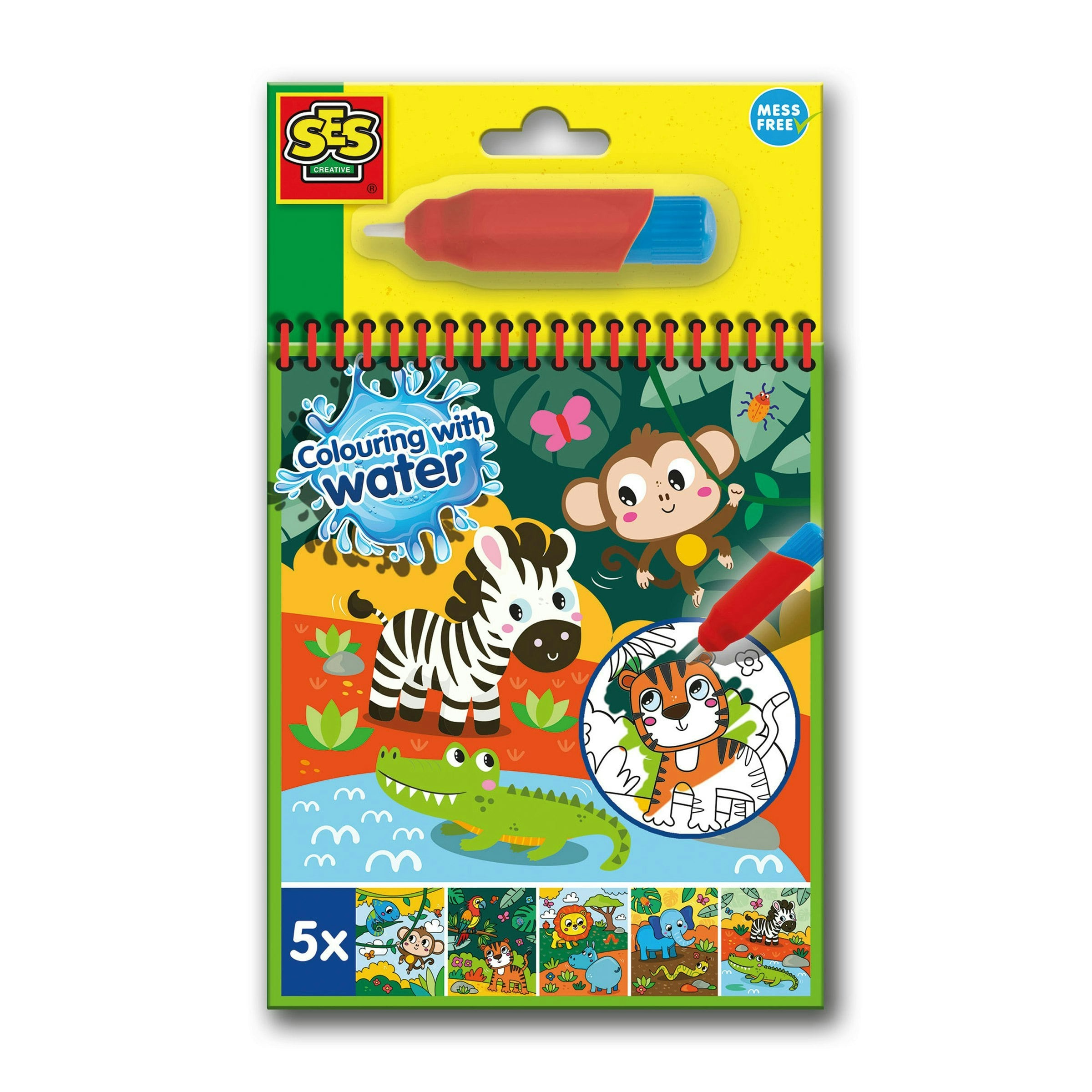 Ses Creative Colouring With Water Book With Water Brush - Safari
