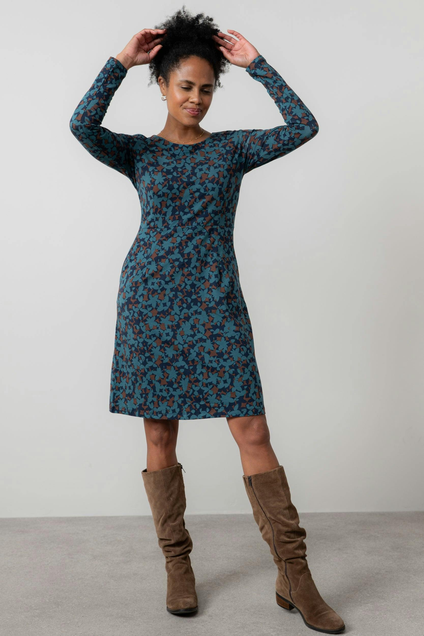 Lily & Me Halmore Long Sleeve Jersey Dress Navy - 10 - Navy