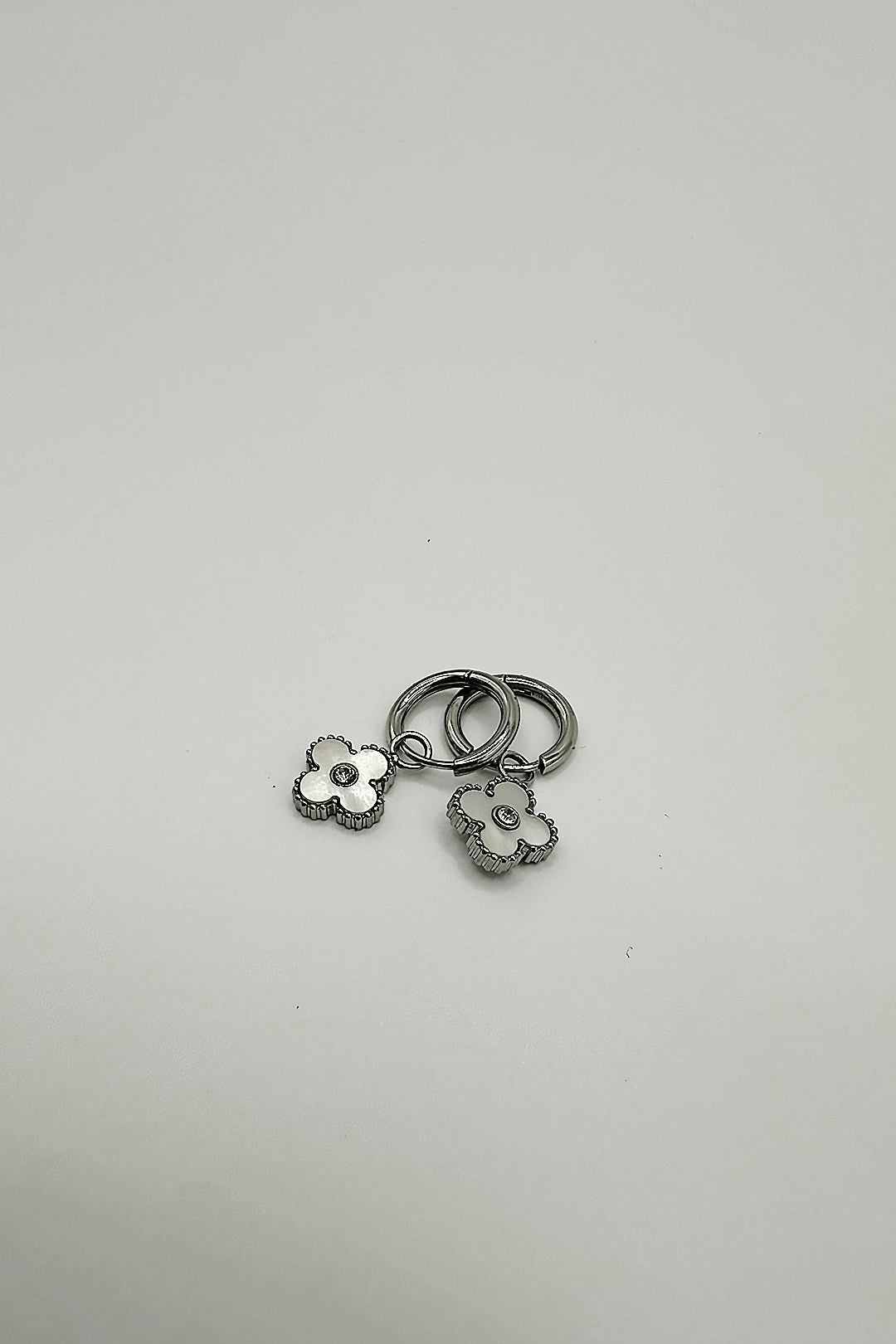 Svnx Silver Mini Clover Drop Hoop Earrings In - One Size