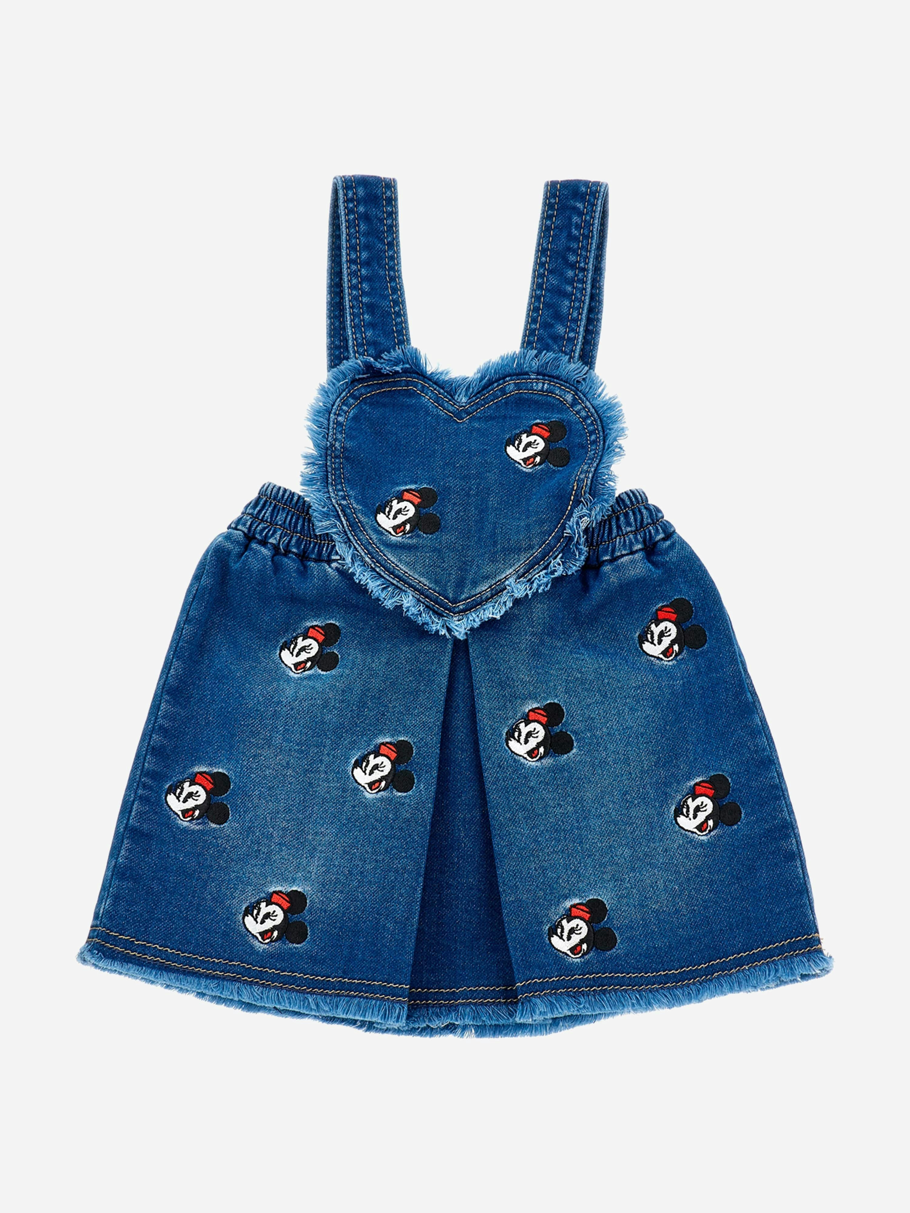 Monnalisa Girls Blue Minnie Mouse Denim Dress In - 8 Yrs