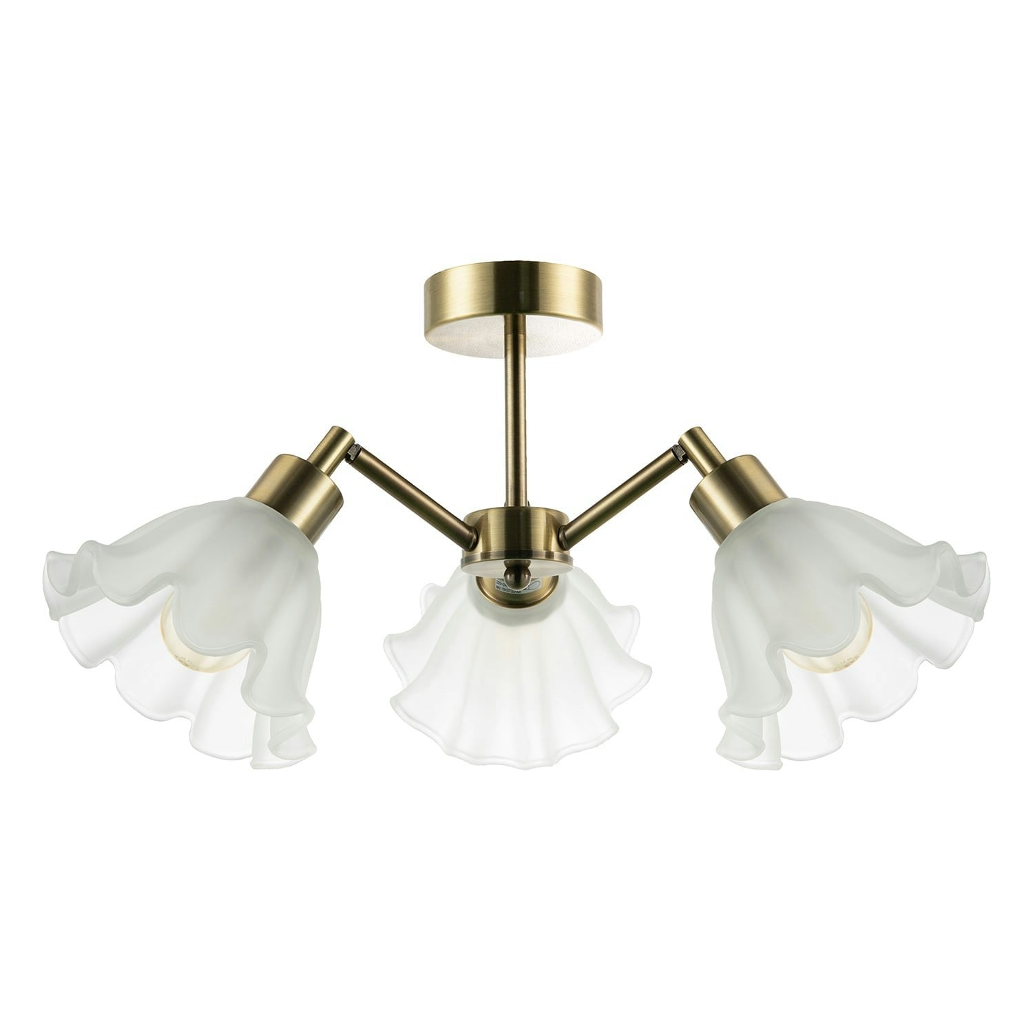 Rackhams Light Traditional Ceiling Fitting With Frosted Scallop Glass Shades