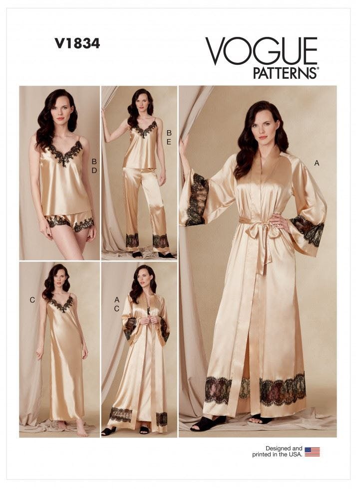 Vogue Women's Sewing Pattern 1834, Robes, Pyjamas For B5 (8-10-12-14-16) - Intermediate - F5 (16-18-20-22-24)