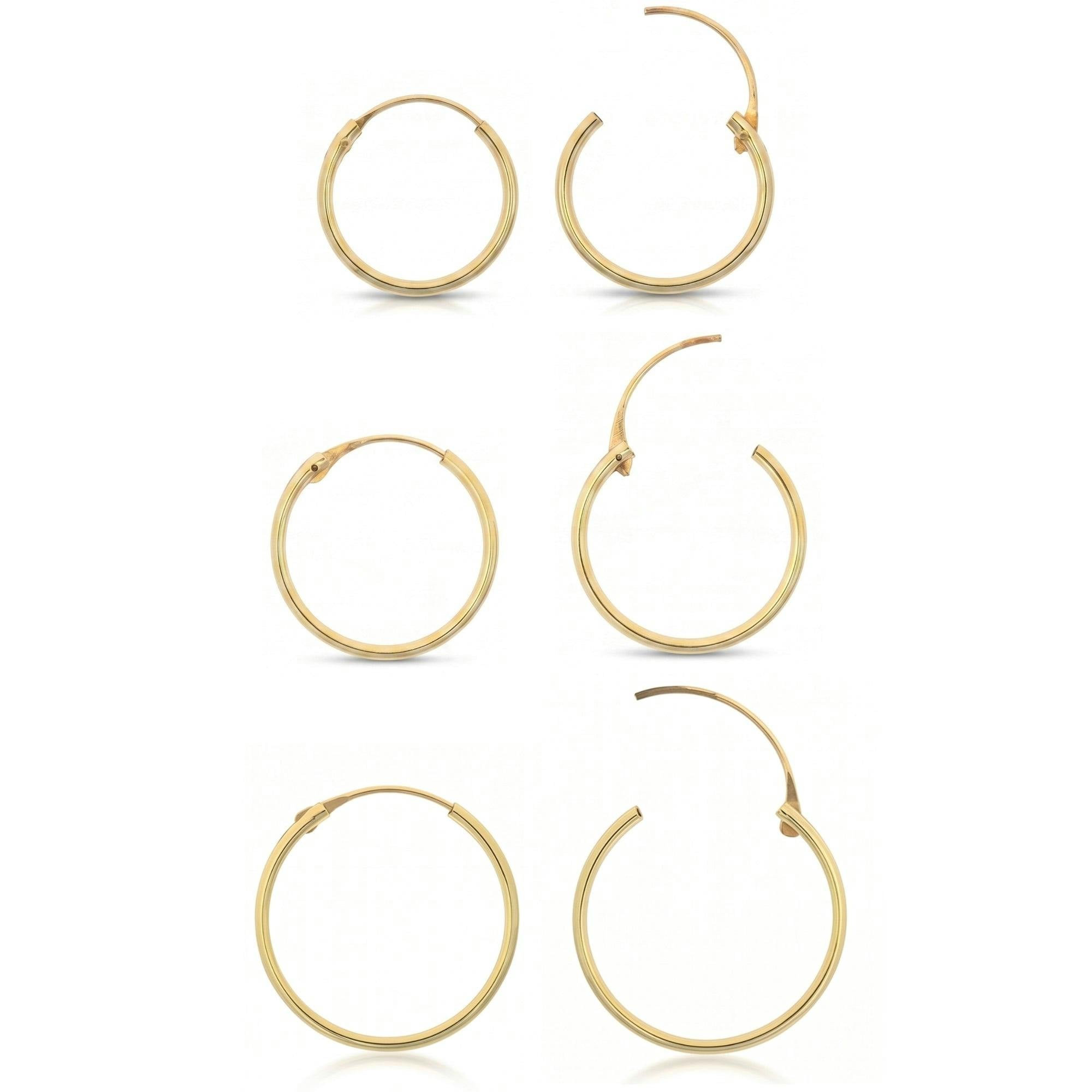 Spero London Gold 9Ct Solid Hoop Earrings Set - Large