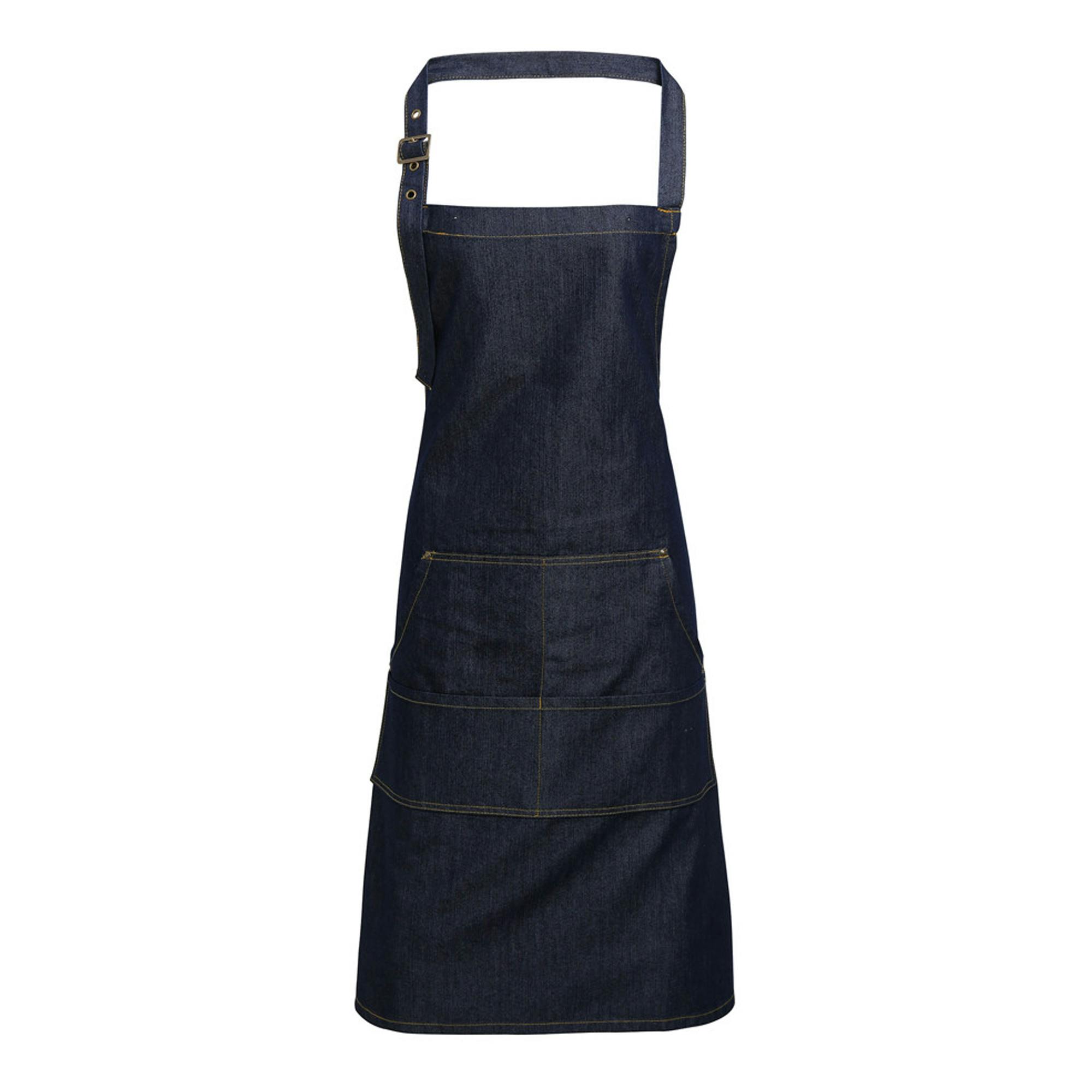 Premier Unisex Indigo Colours Pocket Full Apron In - Image 3