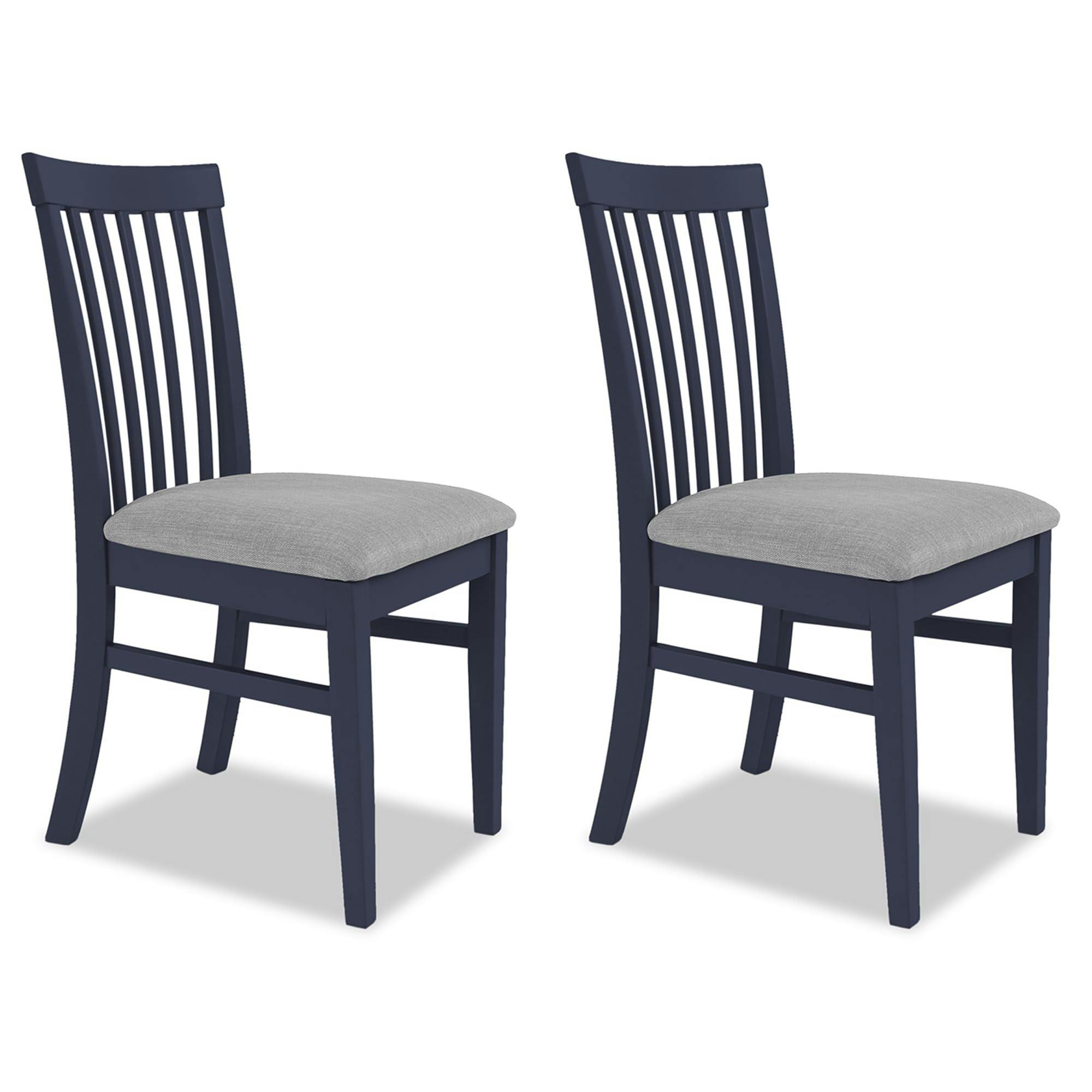 Statement Furniture Blue Florence Highback Upholstered Chairs Set Of 2 - Navy