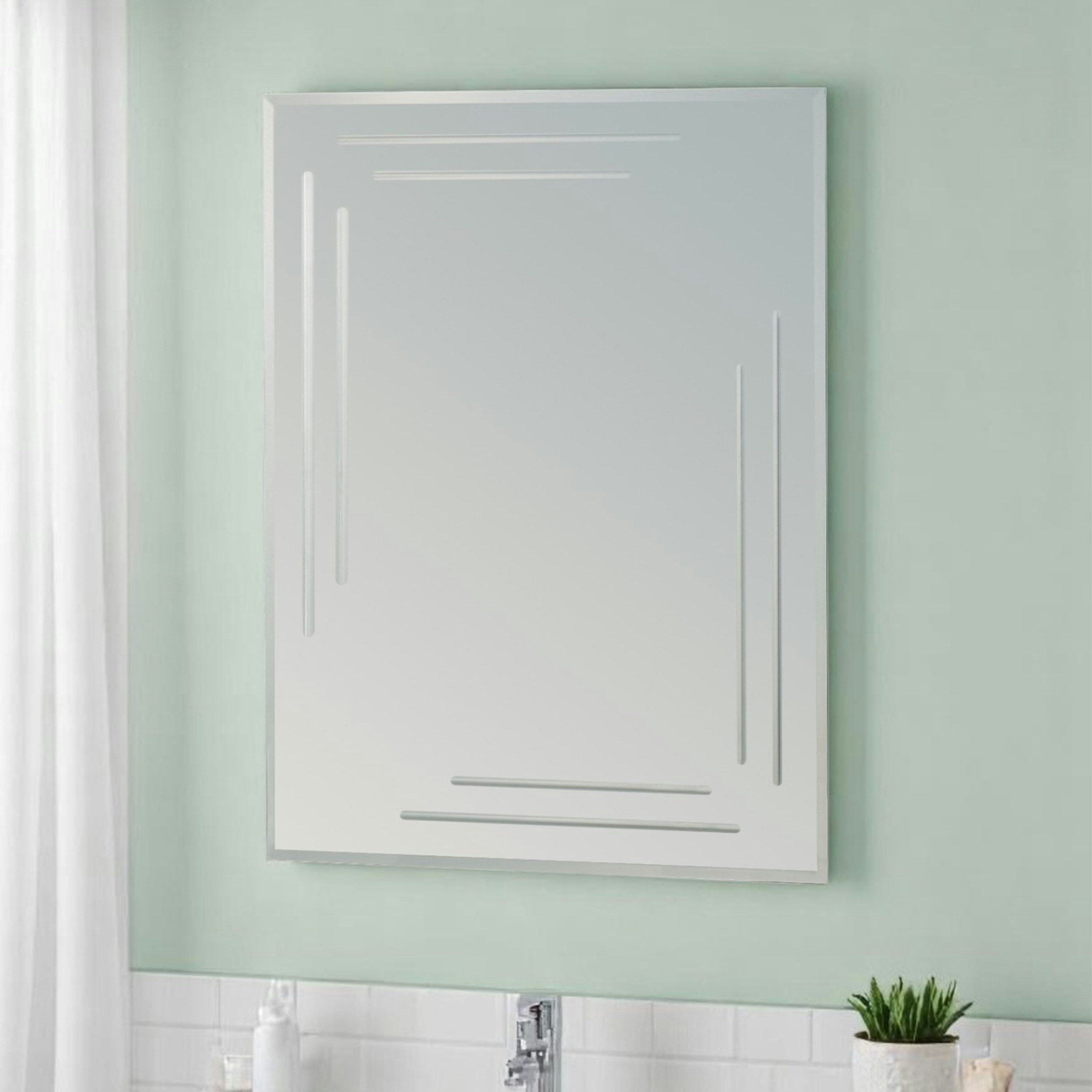 Showerdrape Light Chelsea Rectangular Wall Mounted Frameless Bathroom Mirror 60 X 45Cm