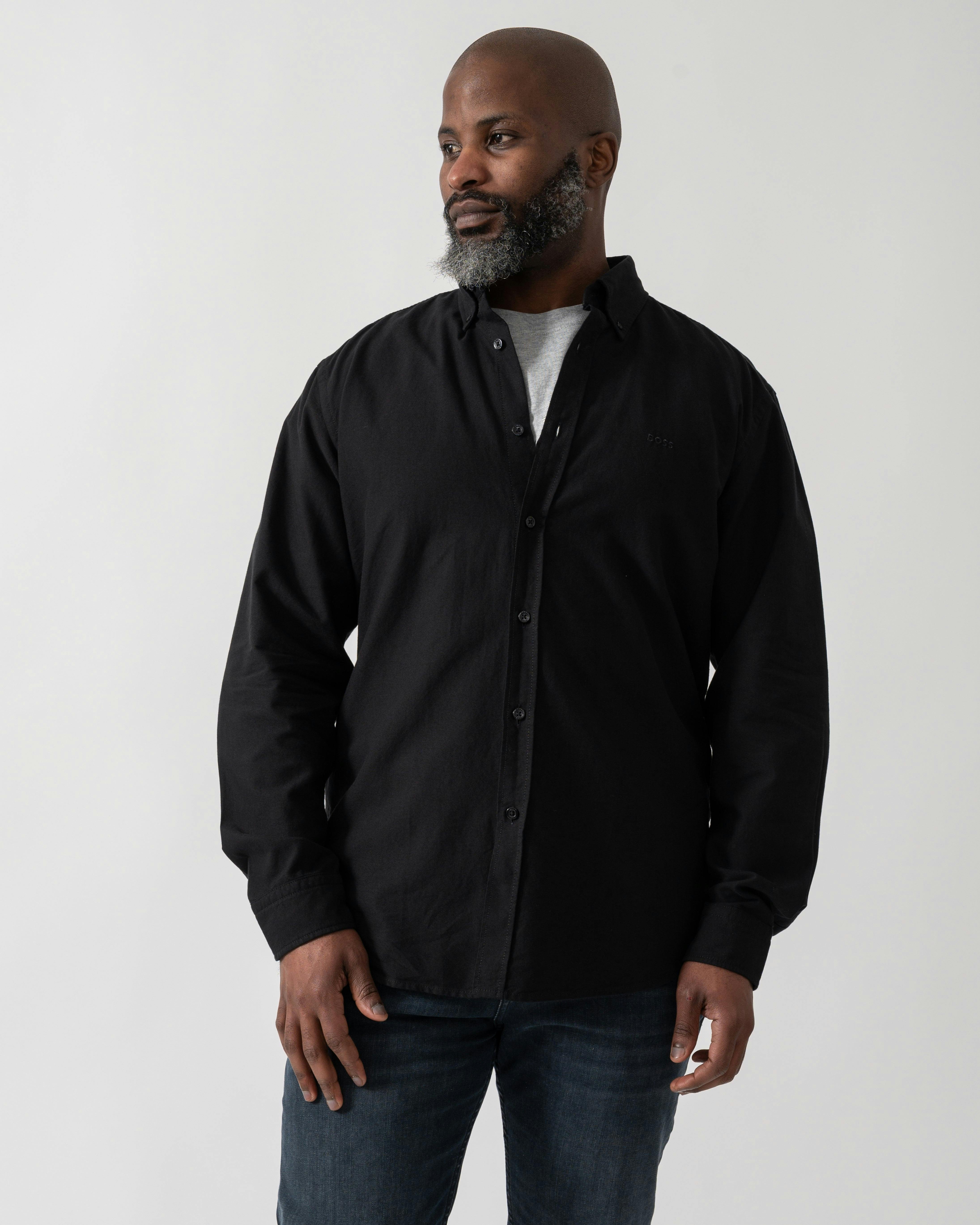 Boss Men's Orange/Black Rickert Long Sleeve Shirt - 002 - 002 - L