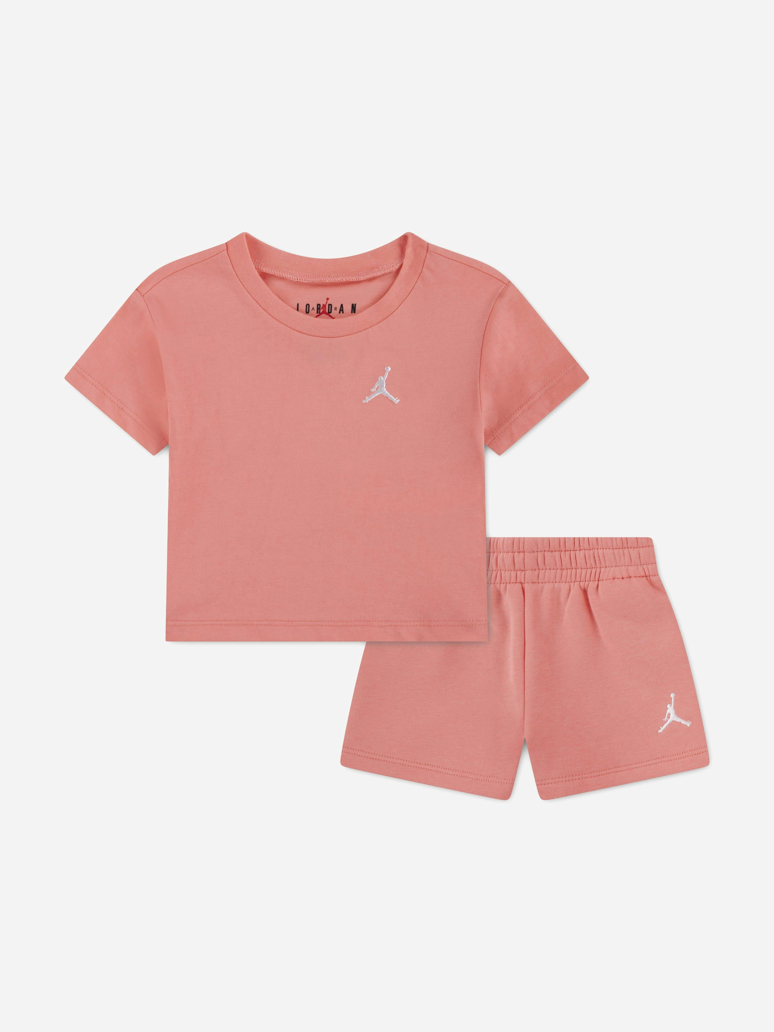 Jordan Girls Pink Brooklyn Essential Fleece Short Set In - 24 Months