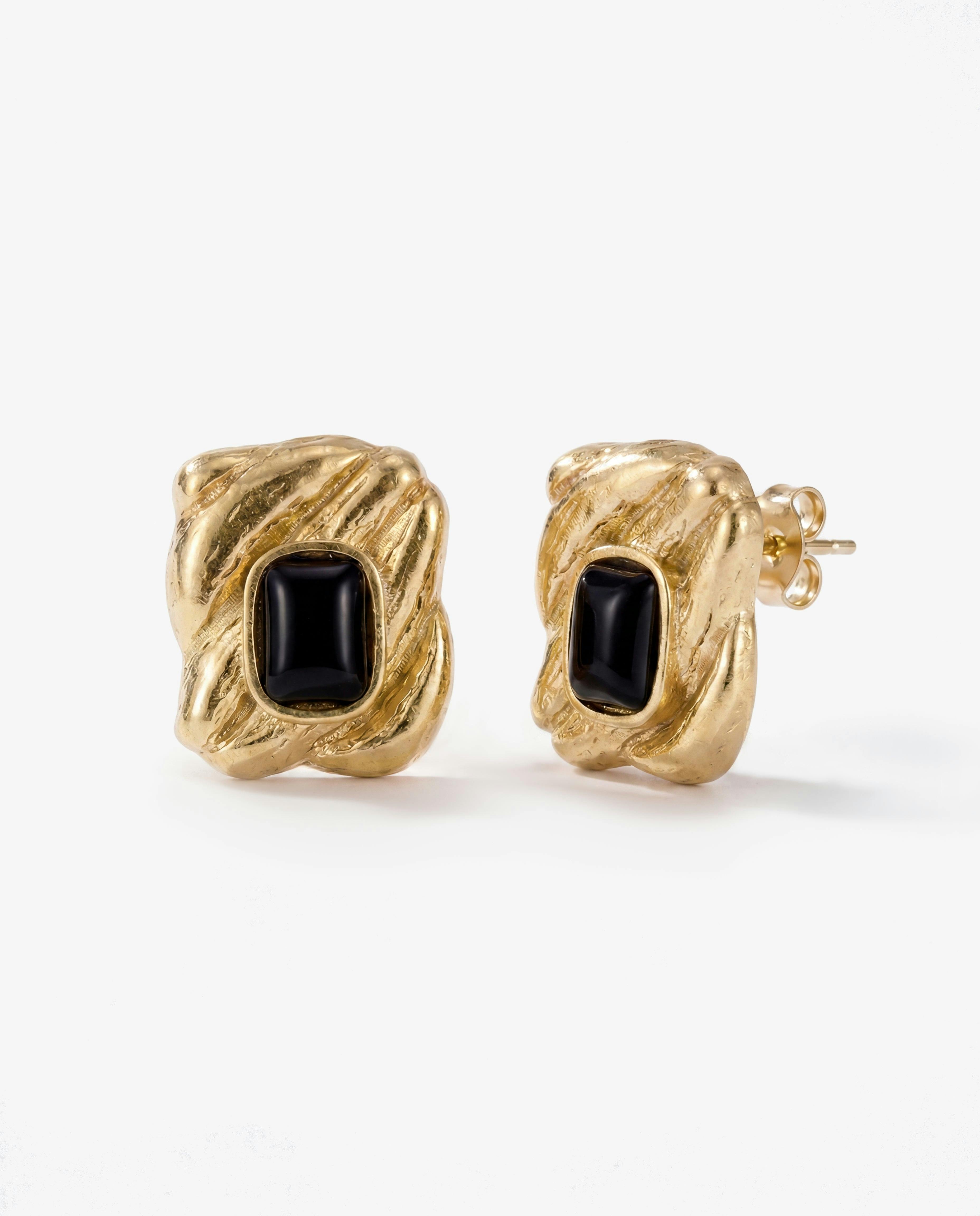 Elk & Bloom Gold Chunky 14K Molten Wave Stud Earrings - No Thank You