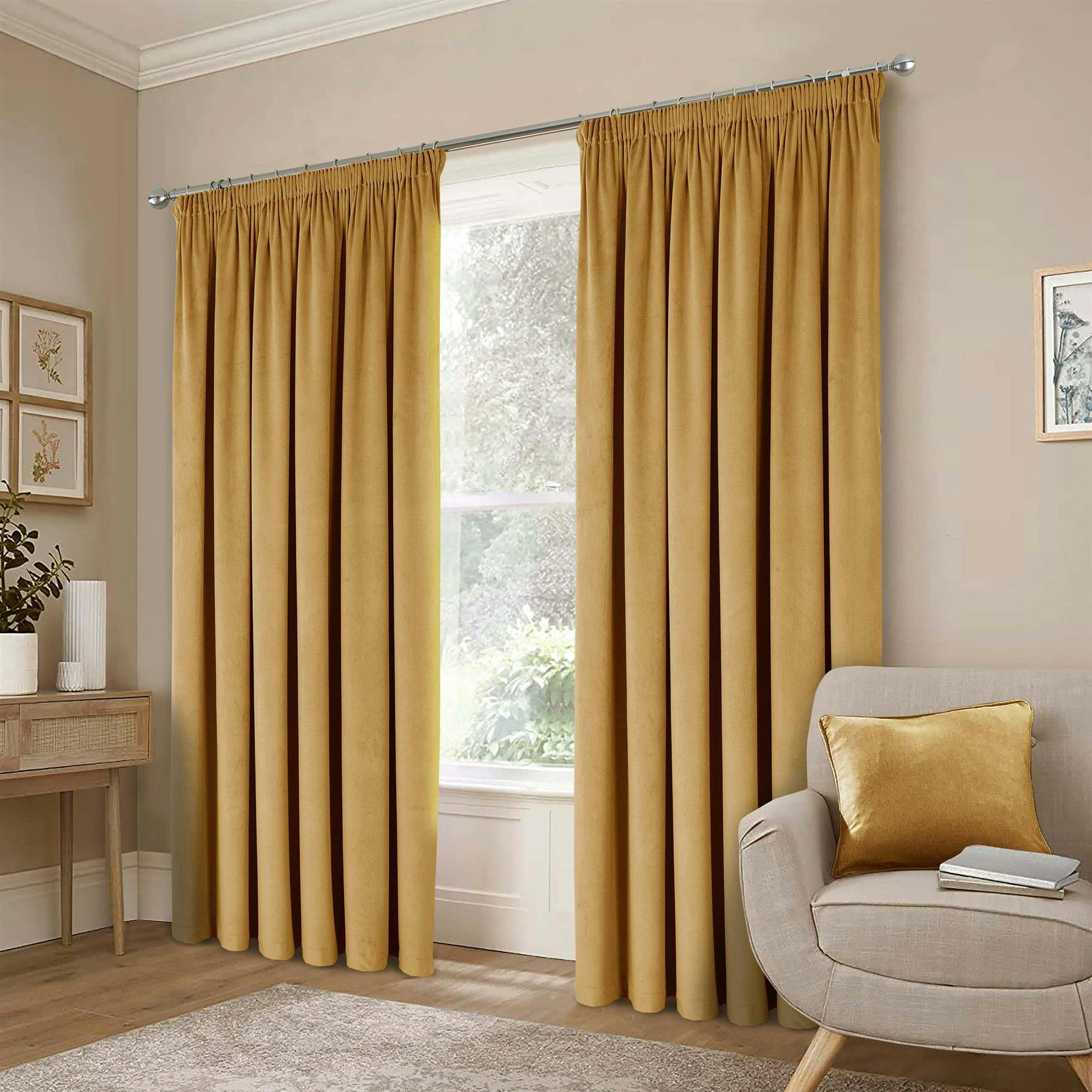 Rackhams Gold Montreal Taped Top Curtains - 167Cm Width X 183Cm Drop