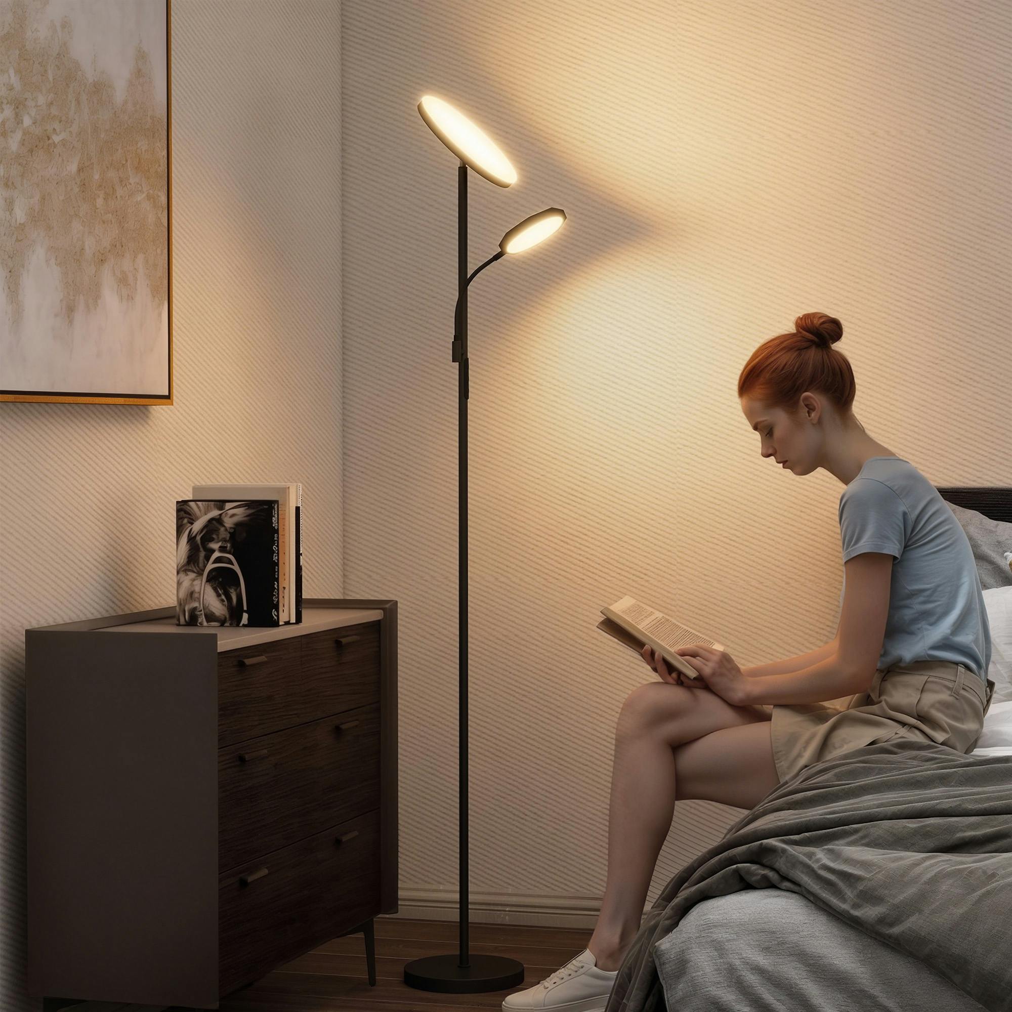 Rackhams Black Floor Lamp For Living Room, Standing Lamp With 4 Scene Modes, - Yes - Metal, Pc - Floor Lamp