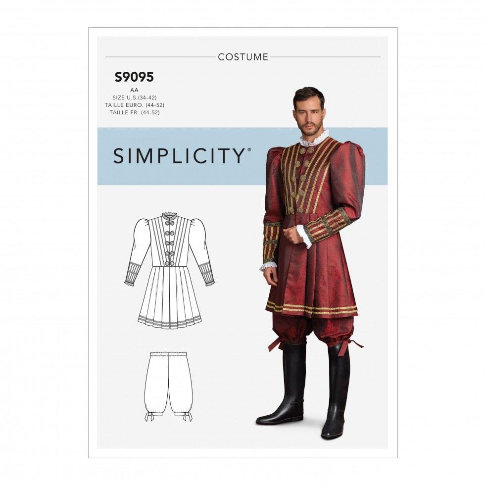 Simplicity Men's Sewing Pattern 9095, Costumes For Aa (34-36-38-40-42) - Intermediate - Aa (34-36-38-40-42)