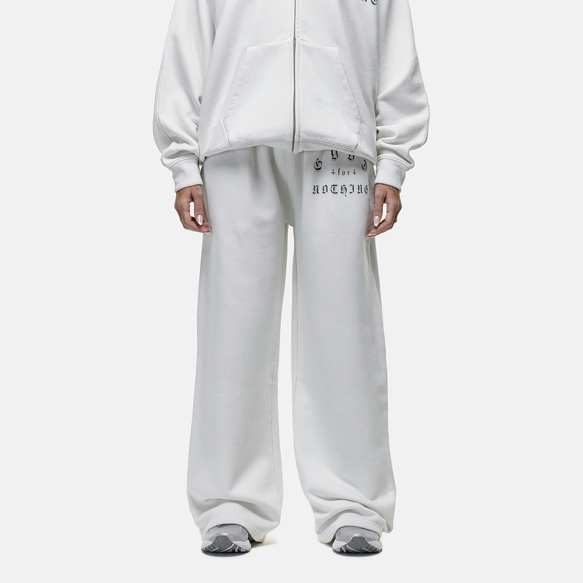 Good For Nothing White Spray Effect Relaxed Wide Leg Jogger - M
