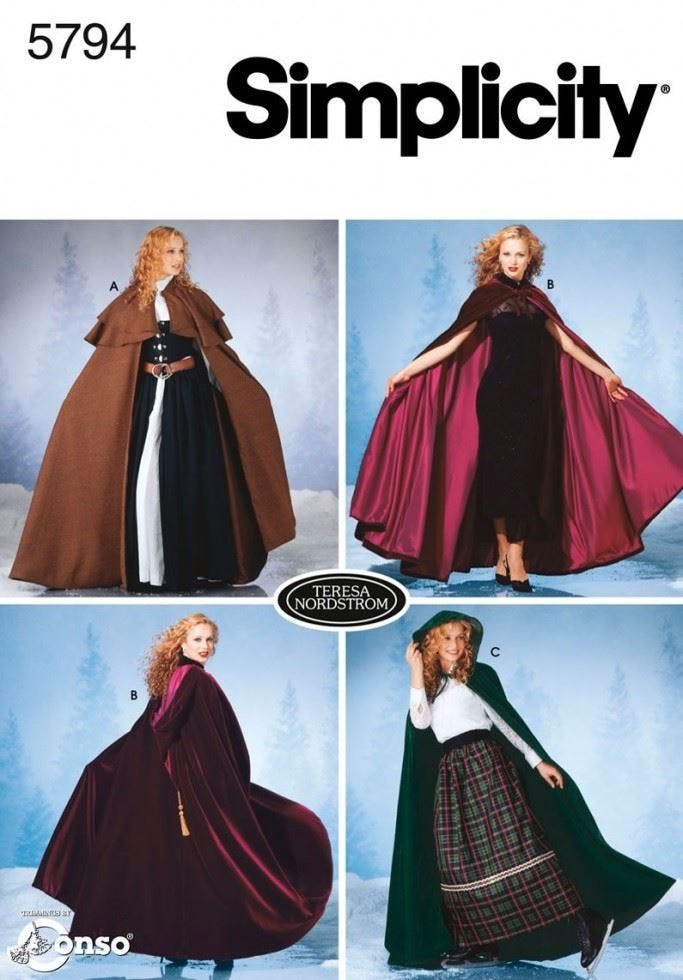 Simplicity Women's Sewing Pattern 5794, Capes, Costumes For Xs-S-M-L - Intermediate - Xs-S-M-L