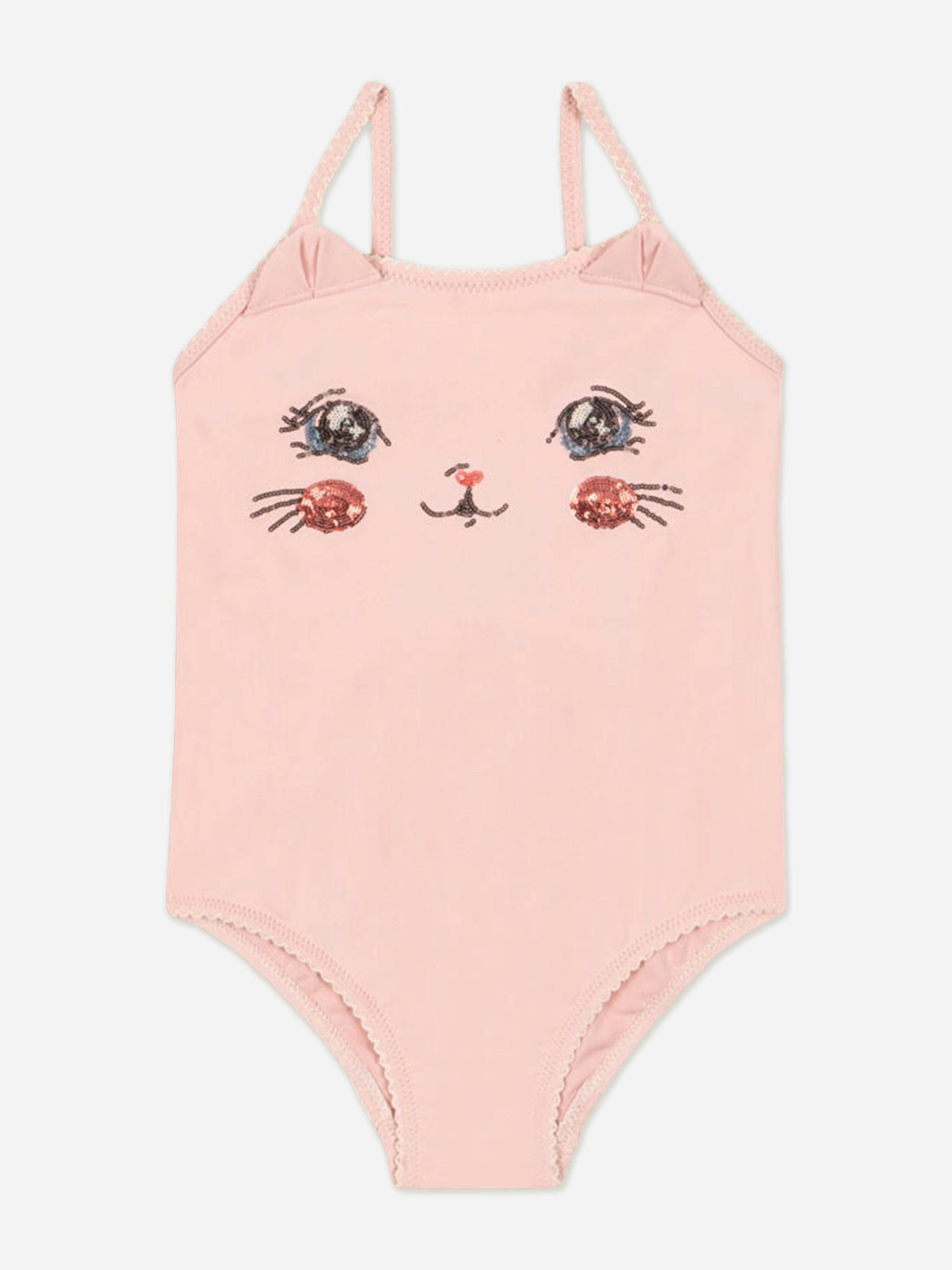 Konges Slojd Girls Pink Konges Sløjd Kitty Swimsuit In - 2 Yrs
