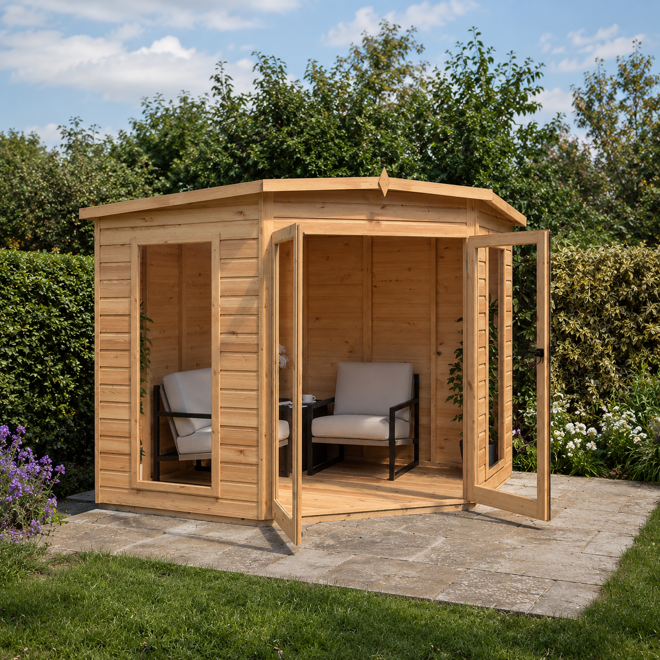 Rackhams Green Barclay 8X8 Corner Summerhouse 12Mm Interlock Cladding