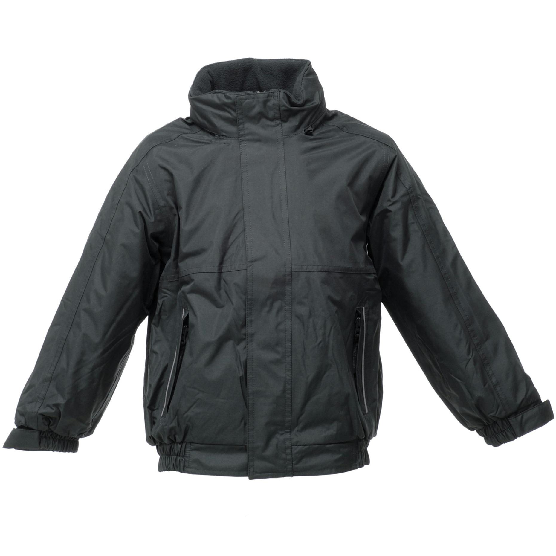 Regatta Black Kids/Childrens Waterproof Windproof Dover Jacket - /Ash - 32Inch - /Ash - 100% Polyester