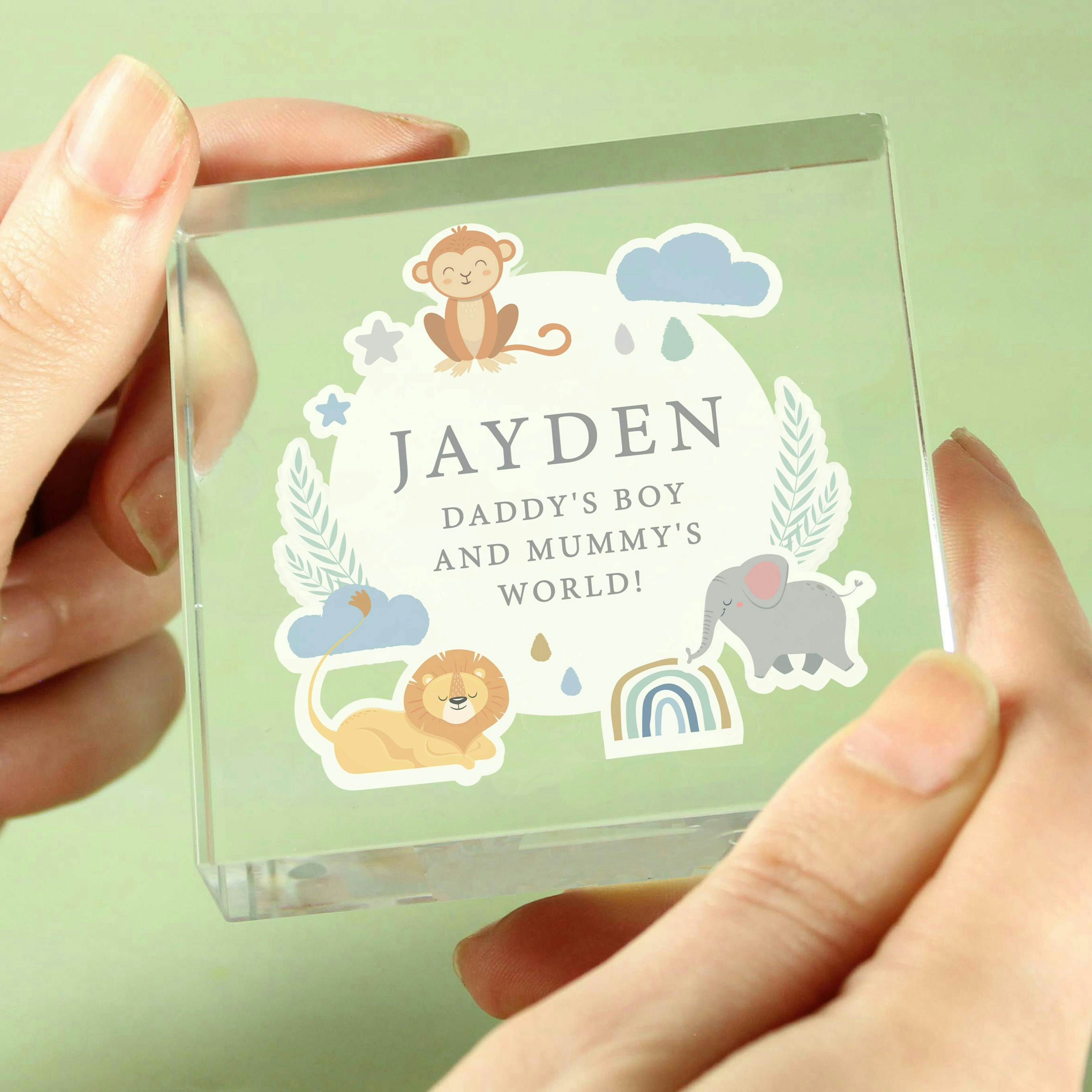 Personalised Memento Company Light Personalised Safari Animals Crystal Token