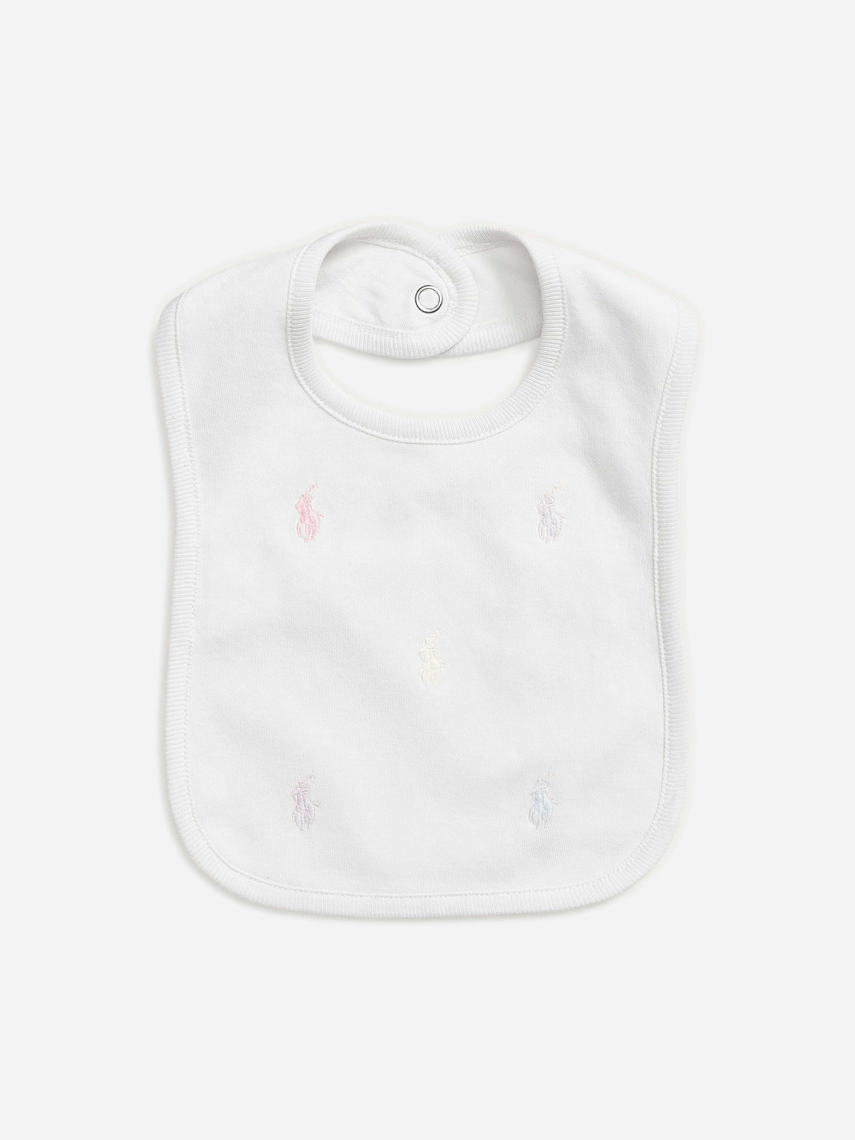 Ralph Lauren Kids Girls White Ralph Lauren Baby Logo Bib In - 0 - 6 Mths