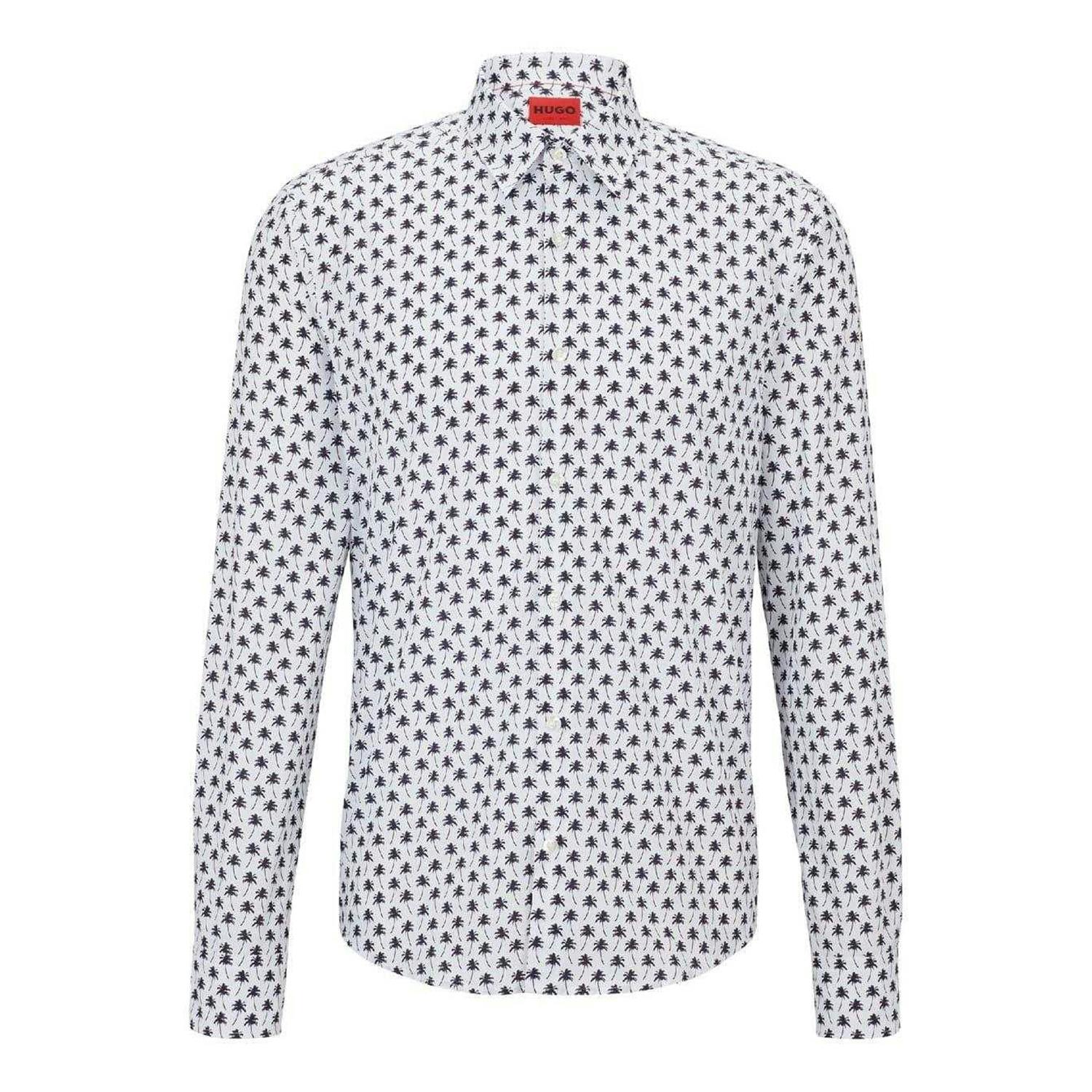 Hugo Men's White Collared Regular Shirt - M - 100% Mixed