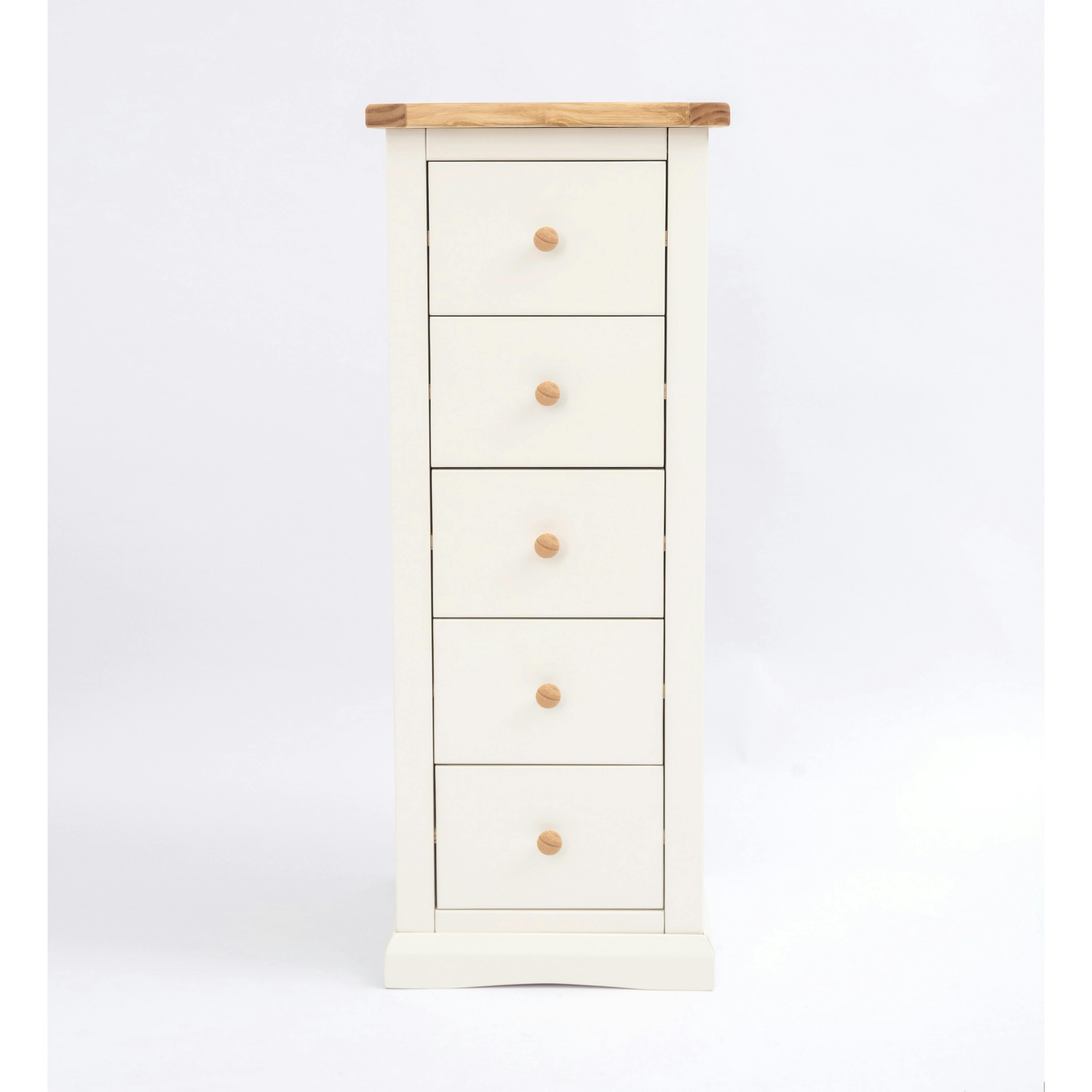 Cabinet Bits White Castelli 5 Drawer Narrow Chest Of Drawers Wood Knob - Off