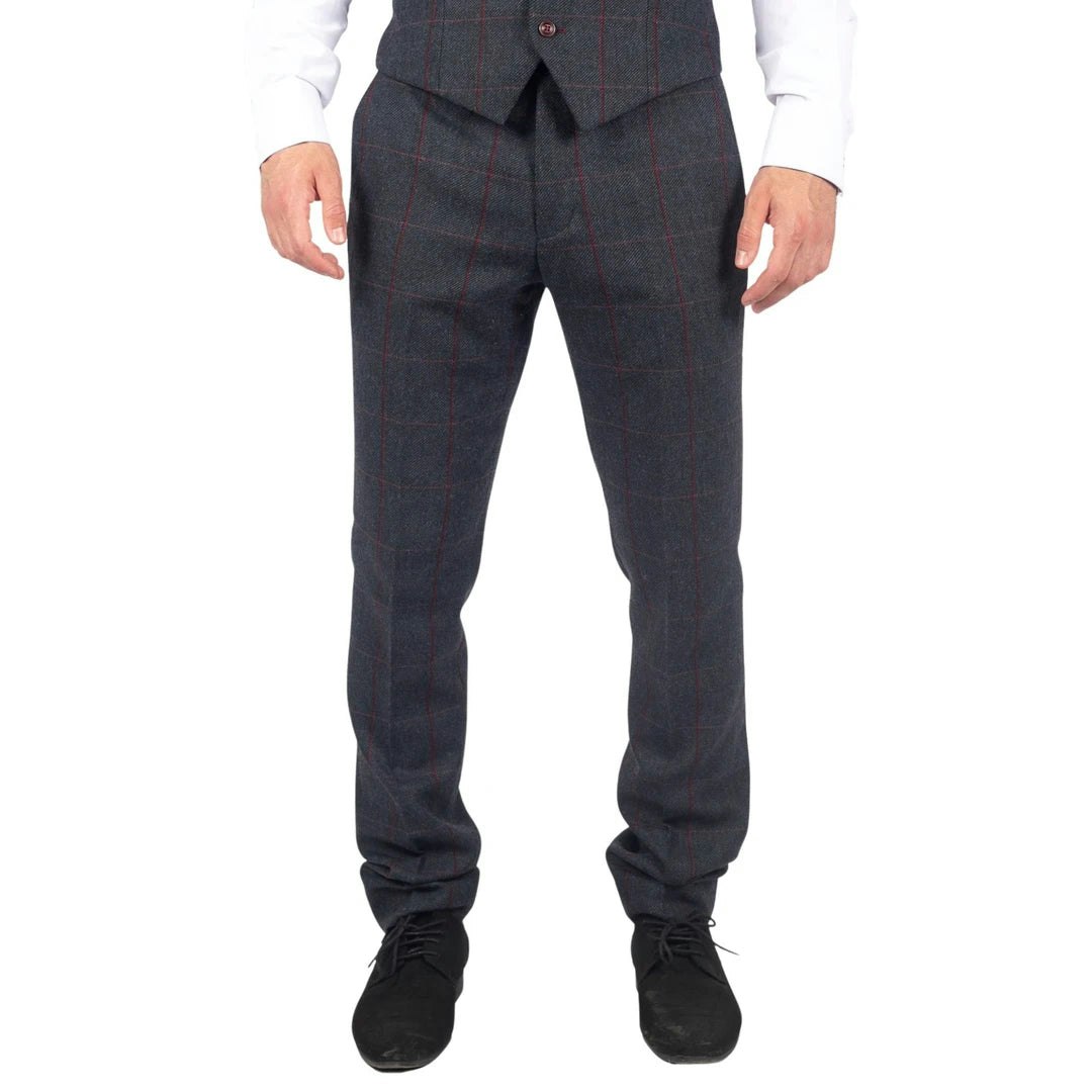 Paul Andrew Men's Blue Madrid - Tweed Trousers - 40W 32L
