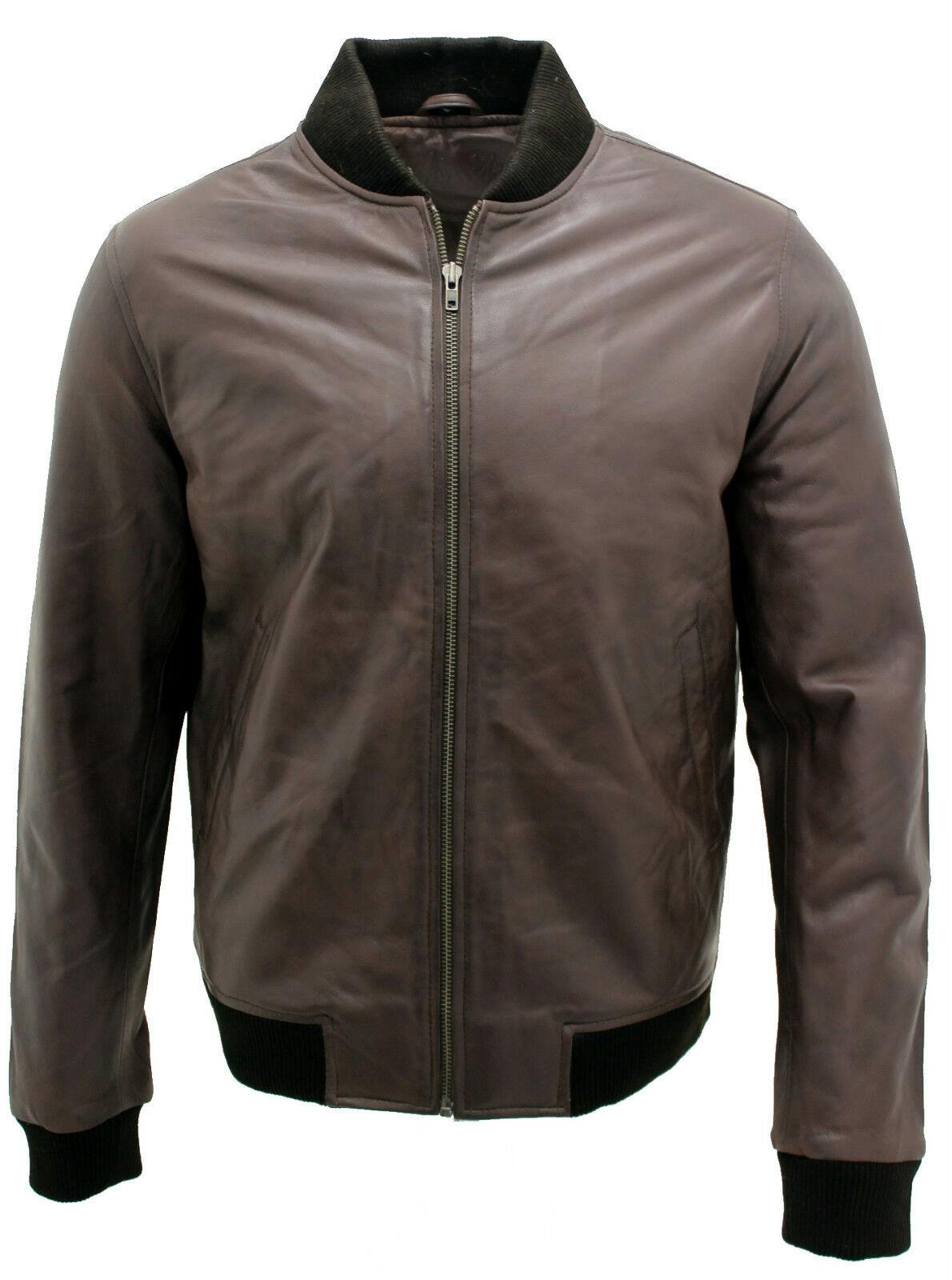 Infinity Leather Men's Brown Varisty Classic Leather Bomber Jacket - Uk 4XL | Eu 58 | Us 48