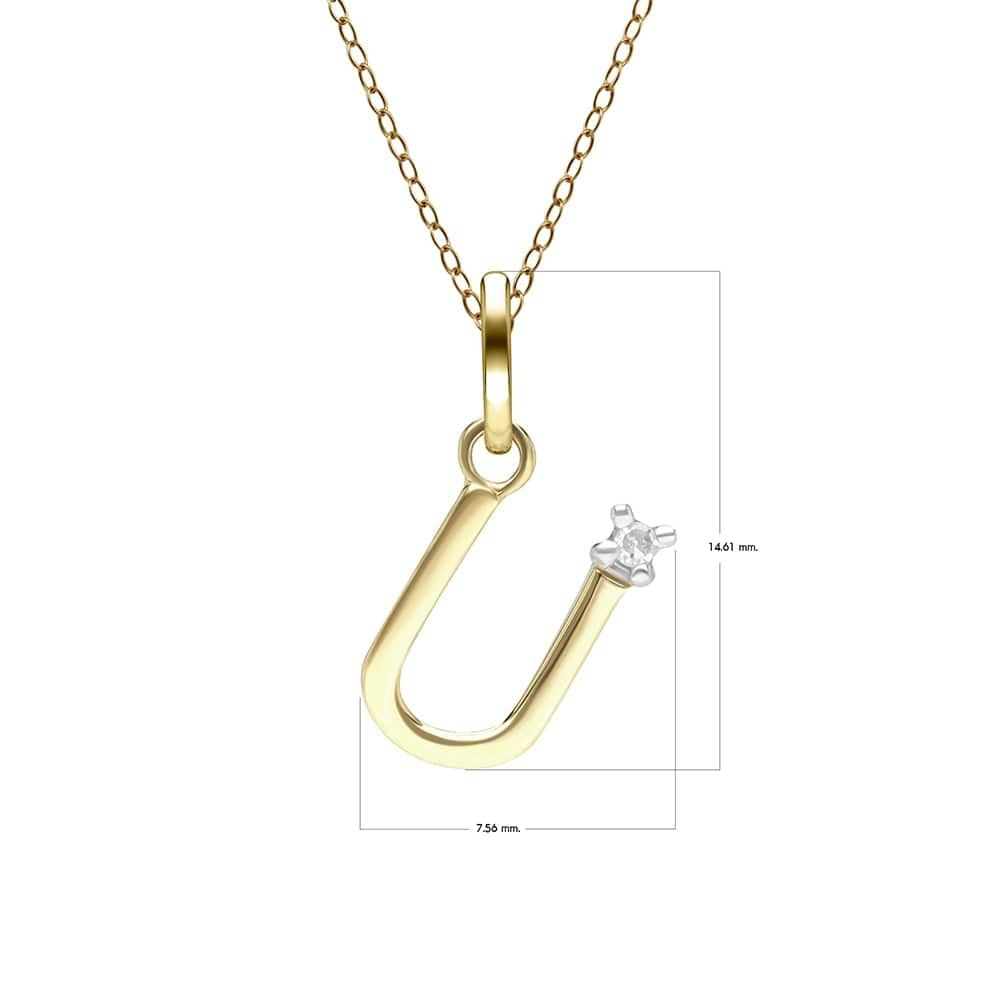 Gemondo Yellow/Gold Initial Diamond Letter Necklace In 9Ct - U