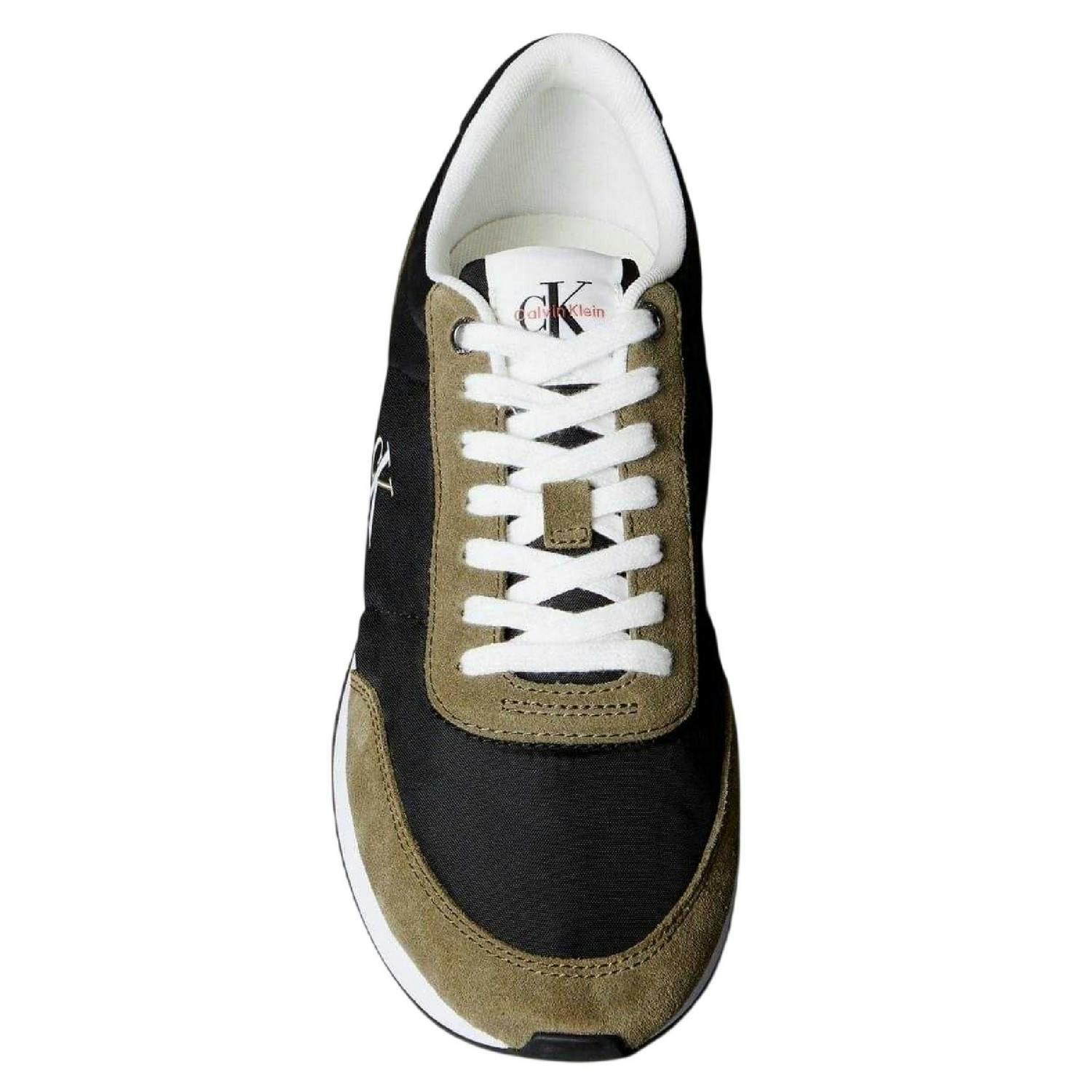 Calvin Klein Men's Black/White Retro Flat Trainers - 11 Uk - 100% Mixed