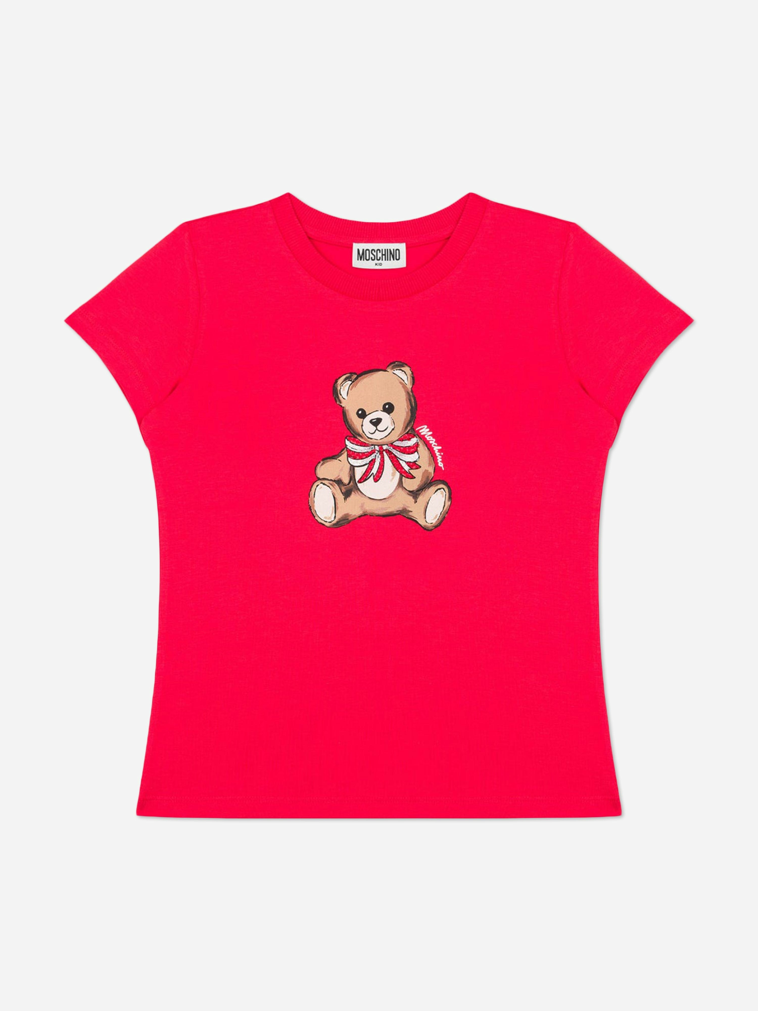 Moschino Kids Girls Red Moschino Teddy Bear T-Shirt In - 5 Yrs