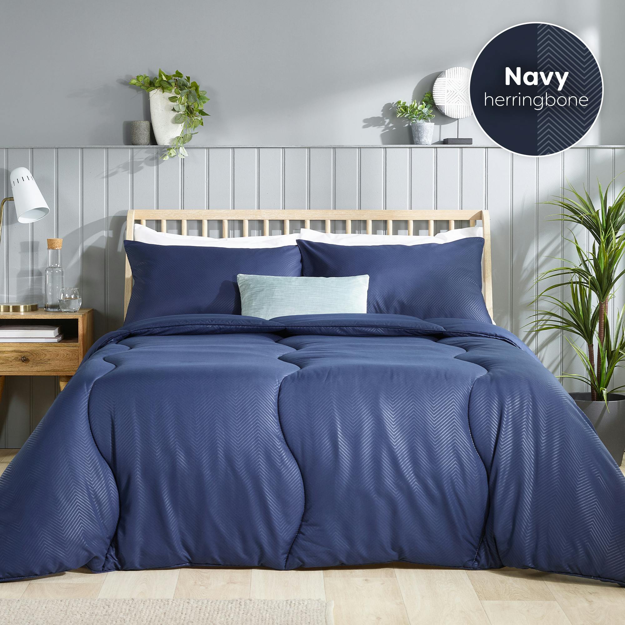 Slumberdown Unisex Navy Coverless Comfort Herringbone 10.5 Tog Duvet Single - Image 6