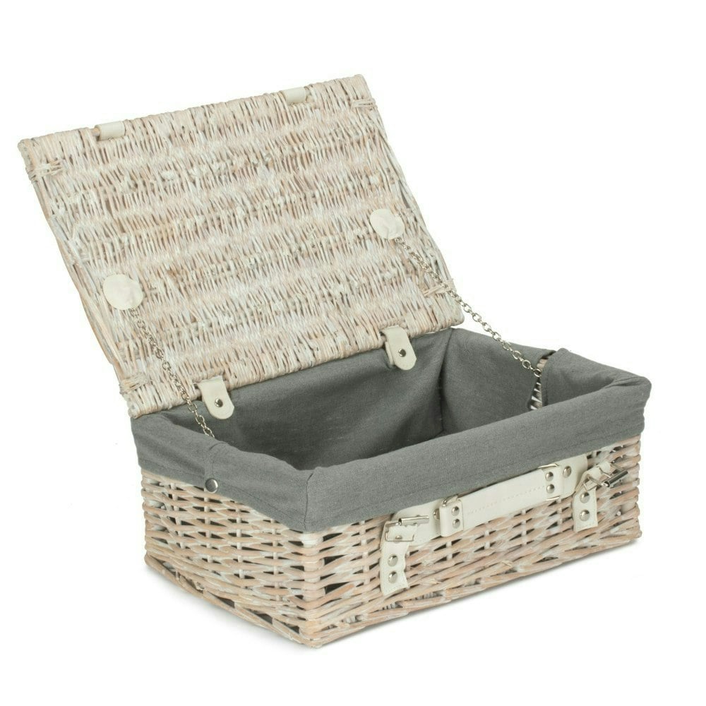 Red Hamper Red/White/Grey Hamper 36Cm Wash Willow Wicker Picnic Basket