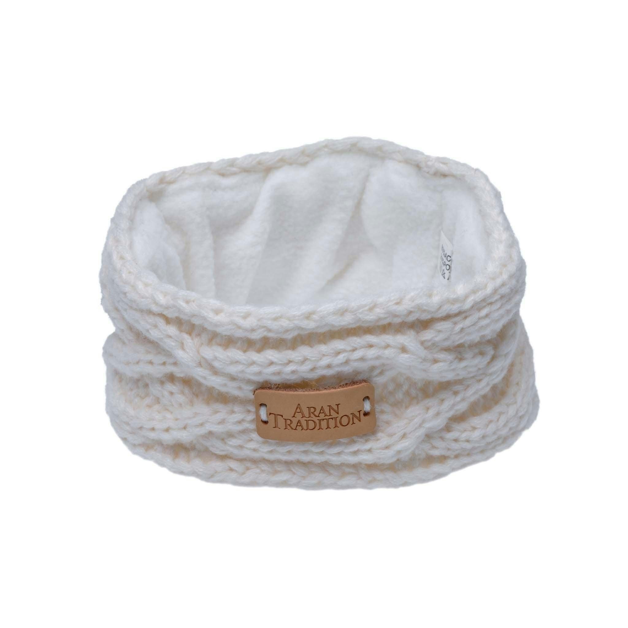 Aran Traditions Cream Aran Junior Cable Knit Headband - 7-9Yrs
