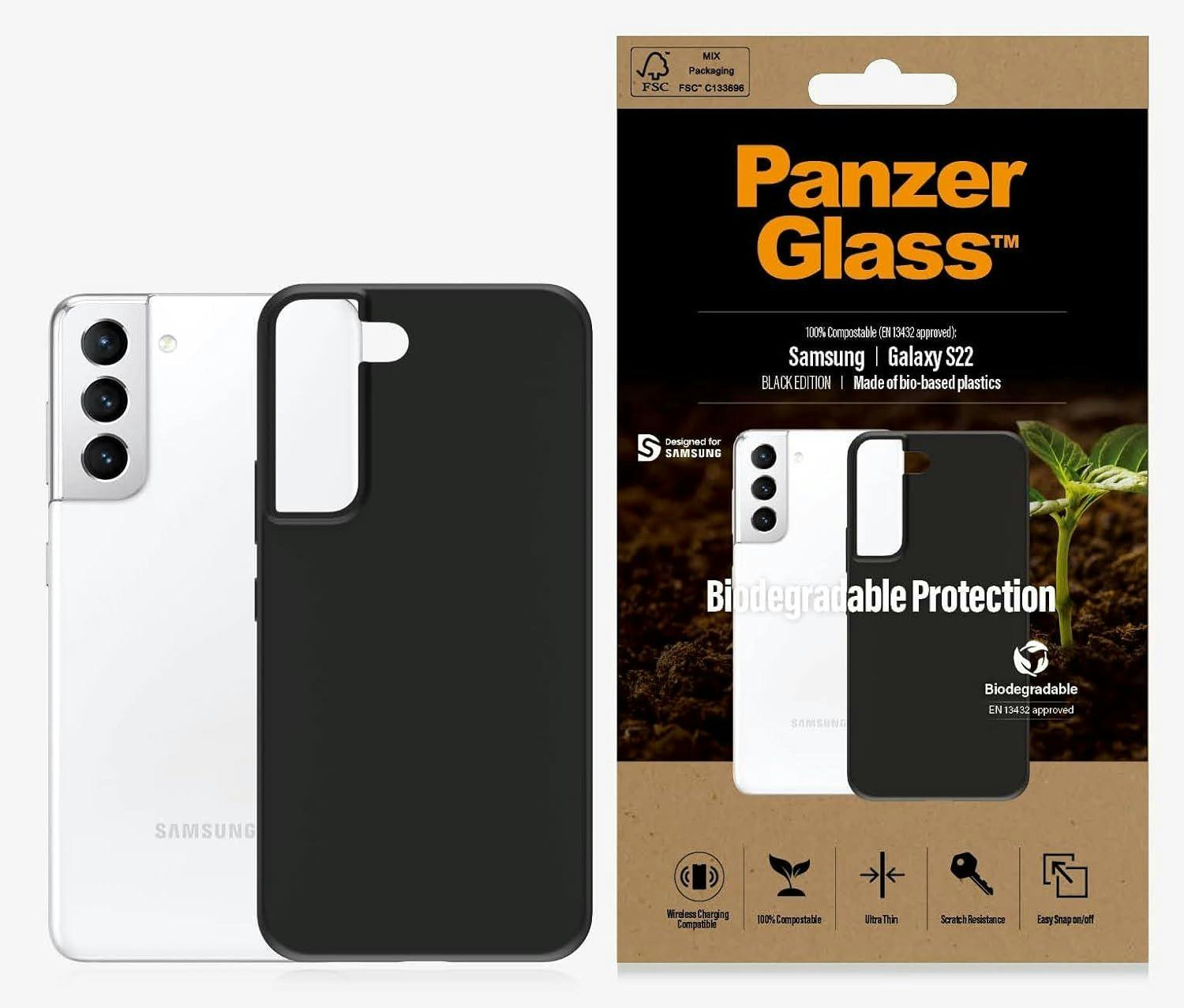 Panzerglass Black Panzer Glass Military Grade Biodegradable Protection Case For Samsung Galaxy S22 - 0374