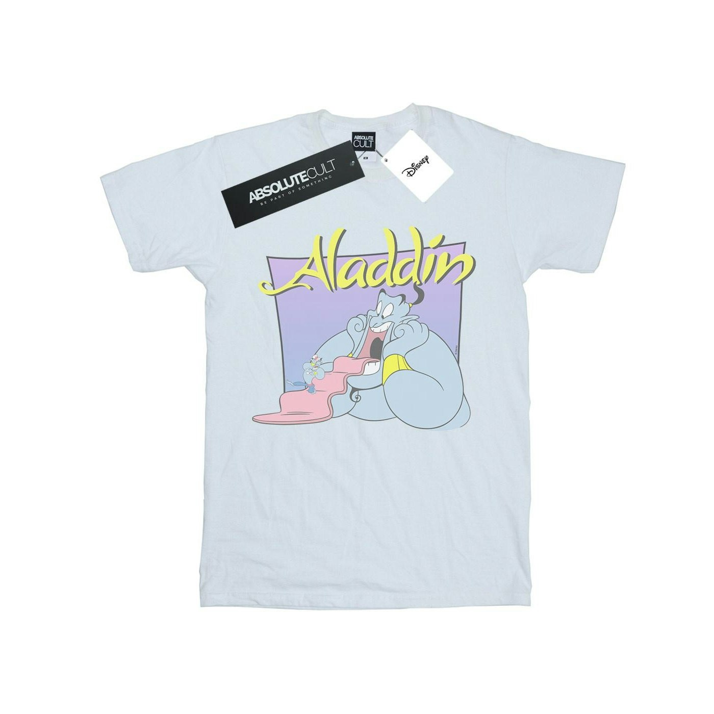 Disney Women's White / Aladdin Genie Wishing Dude Cotton Boyfriend T-Shirt - 5XL