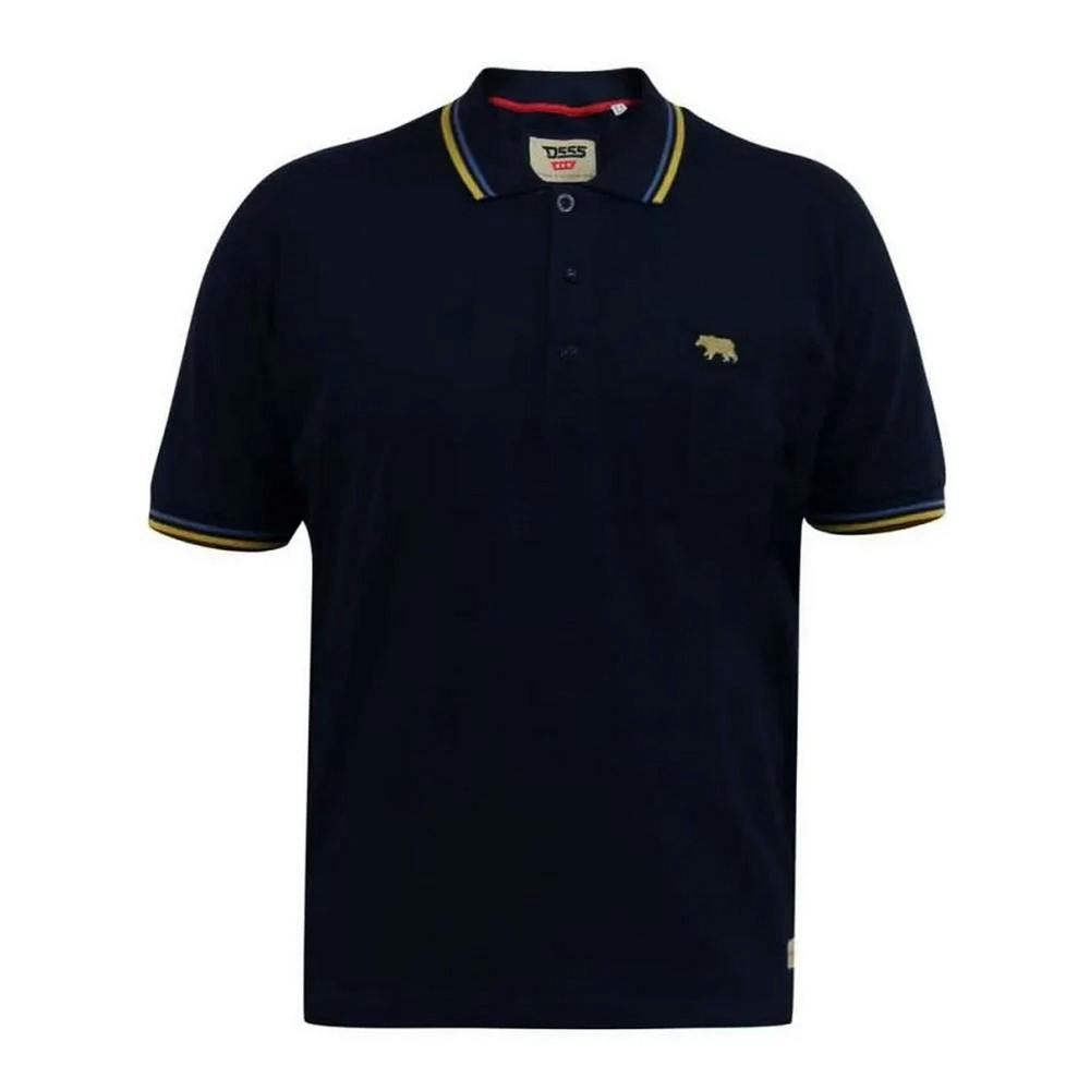 Duke Men's Dark D555 Hamford 1 Tipped Pique Ribbed Collar Kingsize Polo Shirt - Navy - Navy - 4XL - 100% Cotton