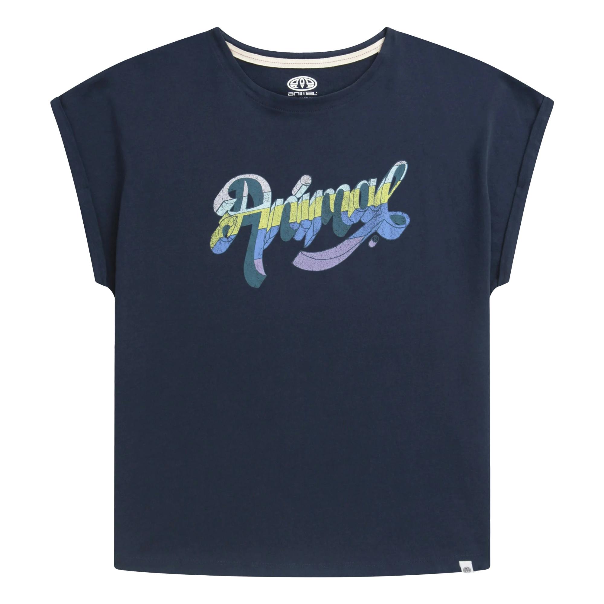 Animal Women's Holly Script Organic T-Shirt - Navy - 6 Uk - Navy - 100% Mixed