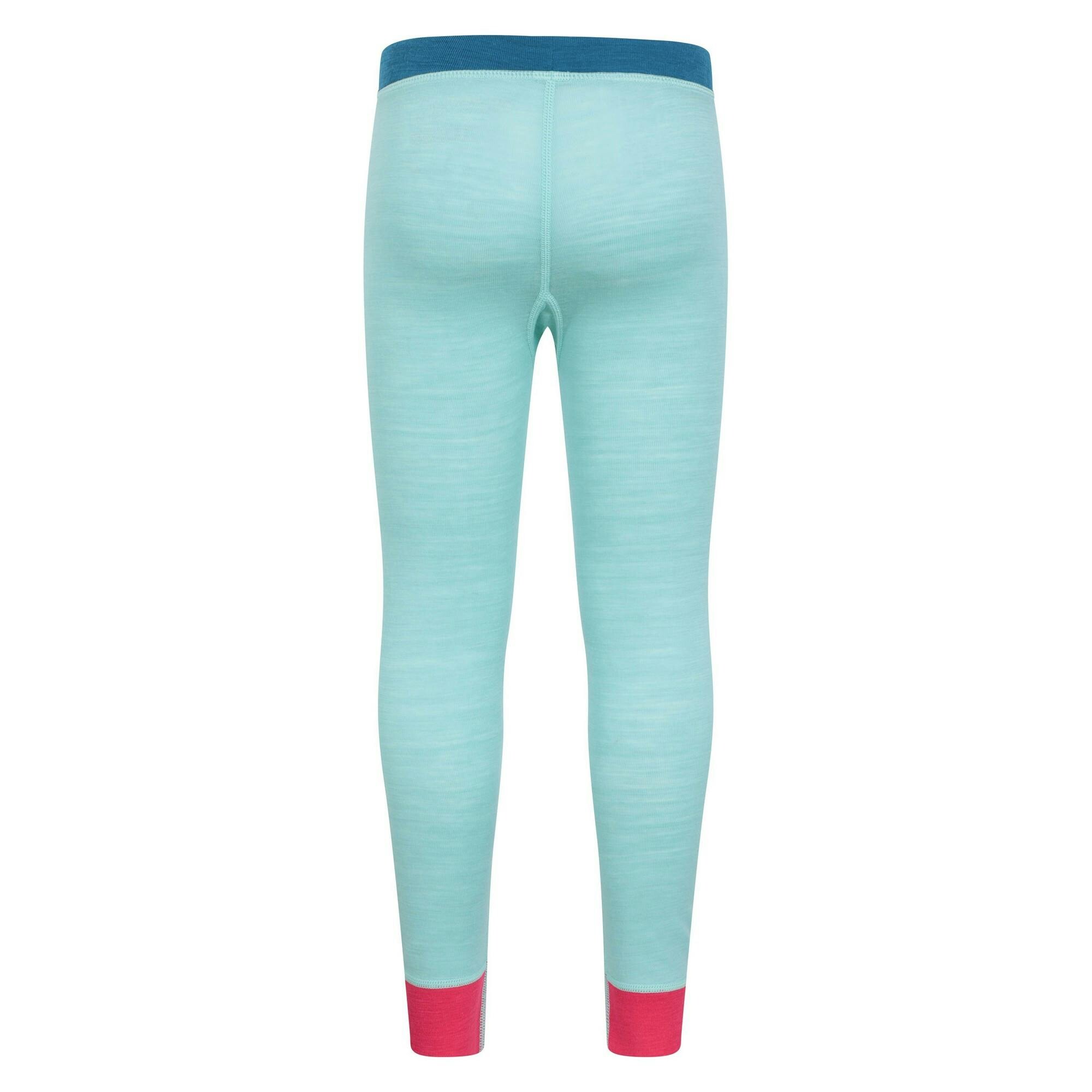 Mountain Warehouse Childrens/Kids Colour Block Merino Wool Base Layer Set - Mint - Mint - 13 Years