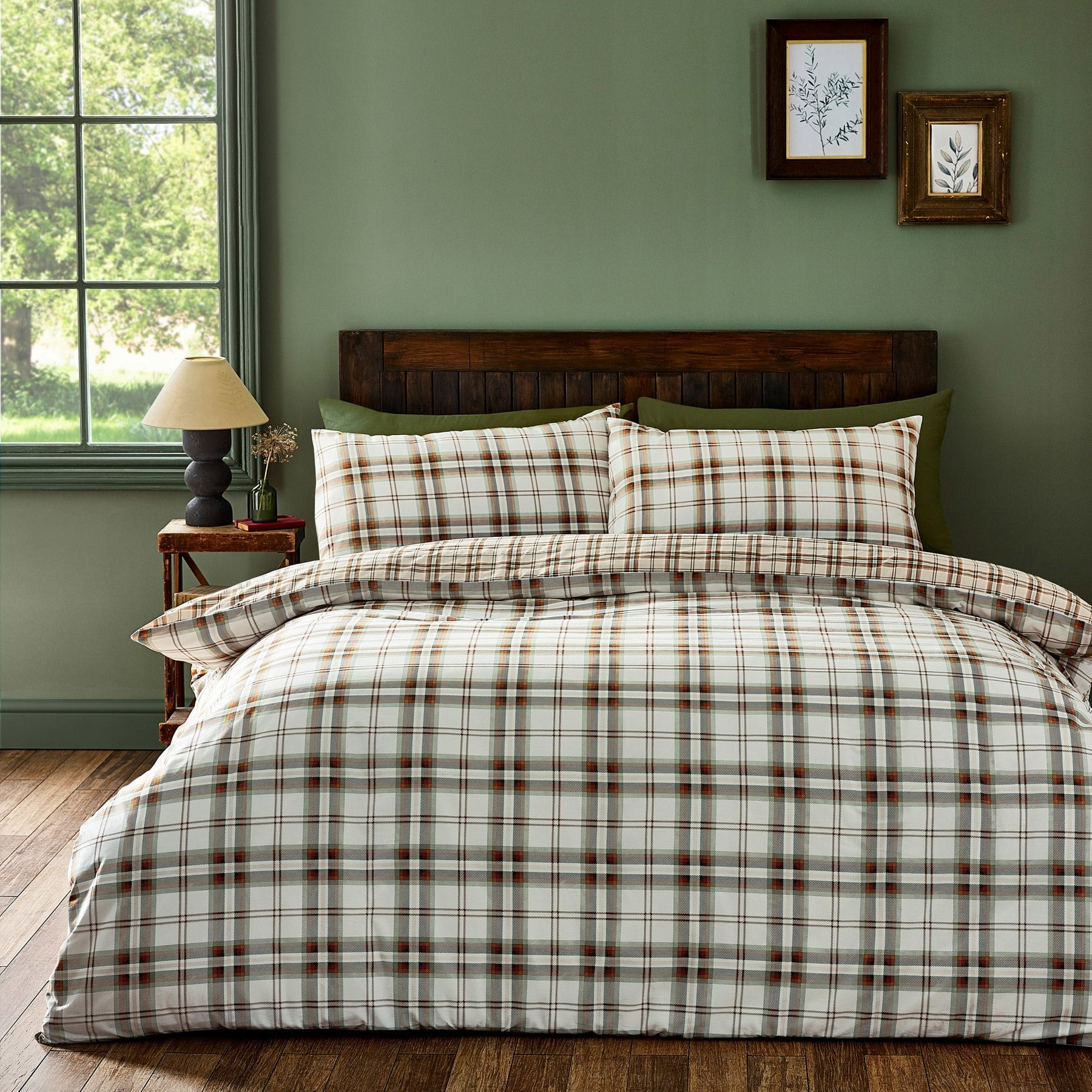 Rackhams Orange Kelso Check Reversible Duvet Cover Set Burnt - Single - Burnt
