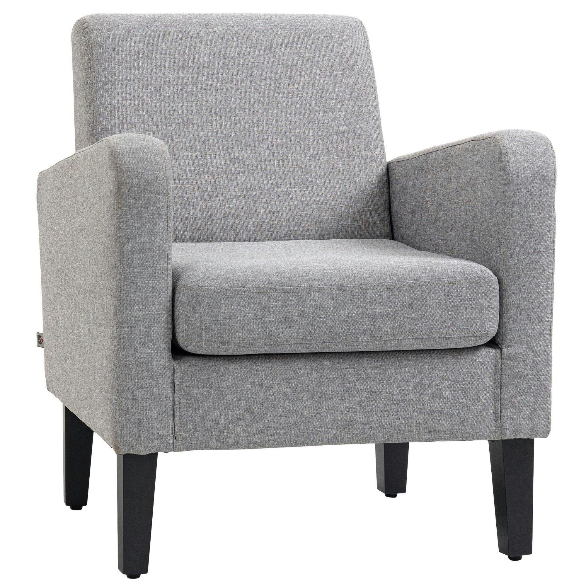 Homcom Modern Armchair Accent Chair - Light Grey, Rubber Wood Legs, 66X72x74 Cm, 150 Kg, 839-001V71lg - Image 5