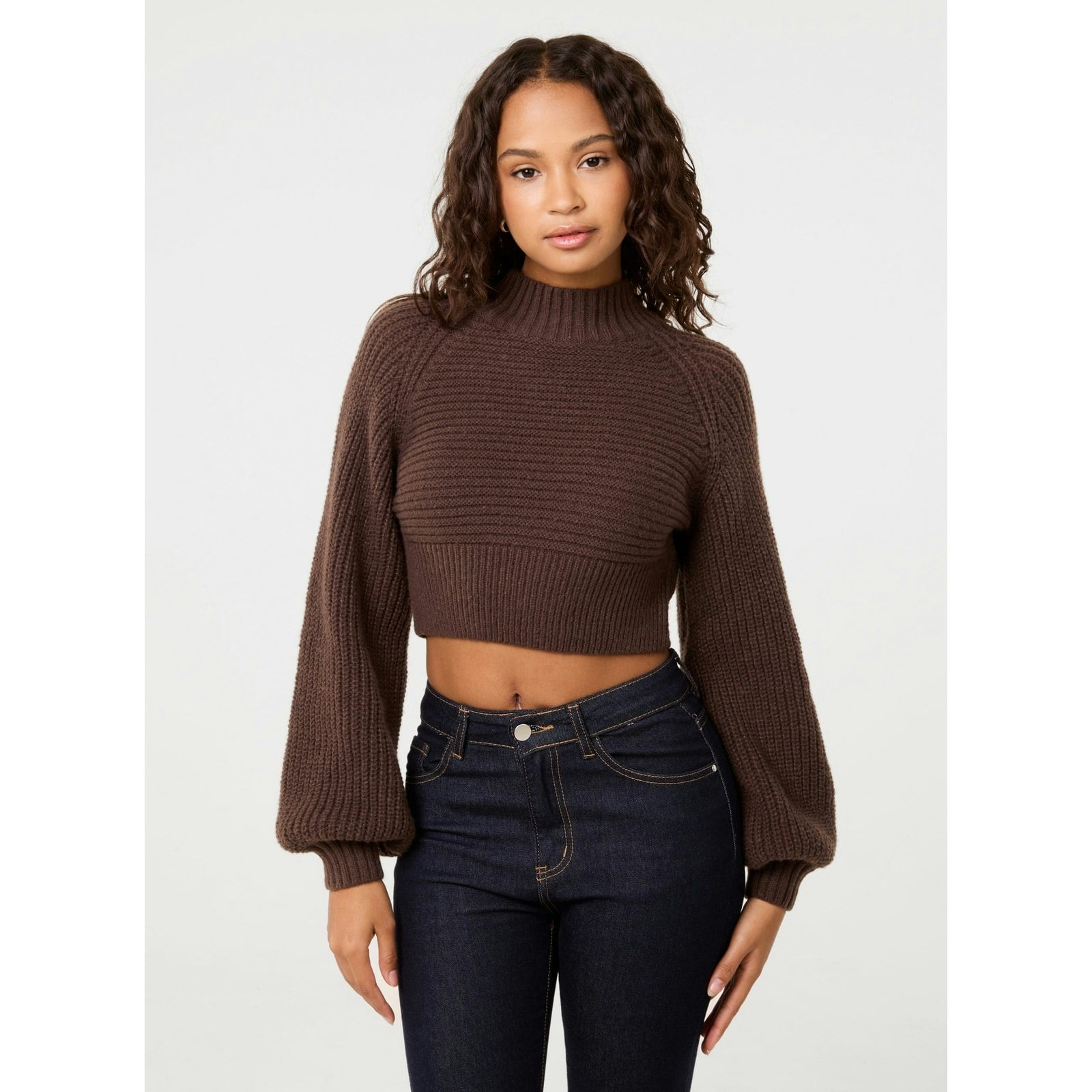 Pink Vanilla Pink/Brown Vanilla High Neck Knitted Jumper - S-M