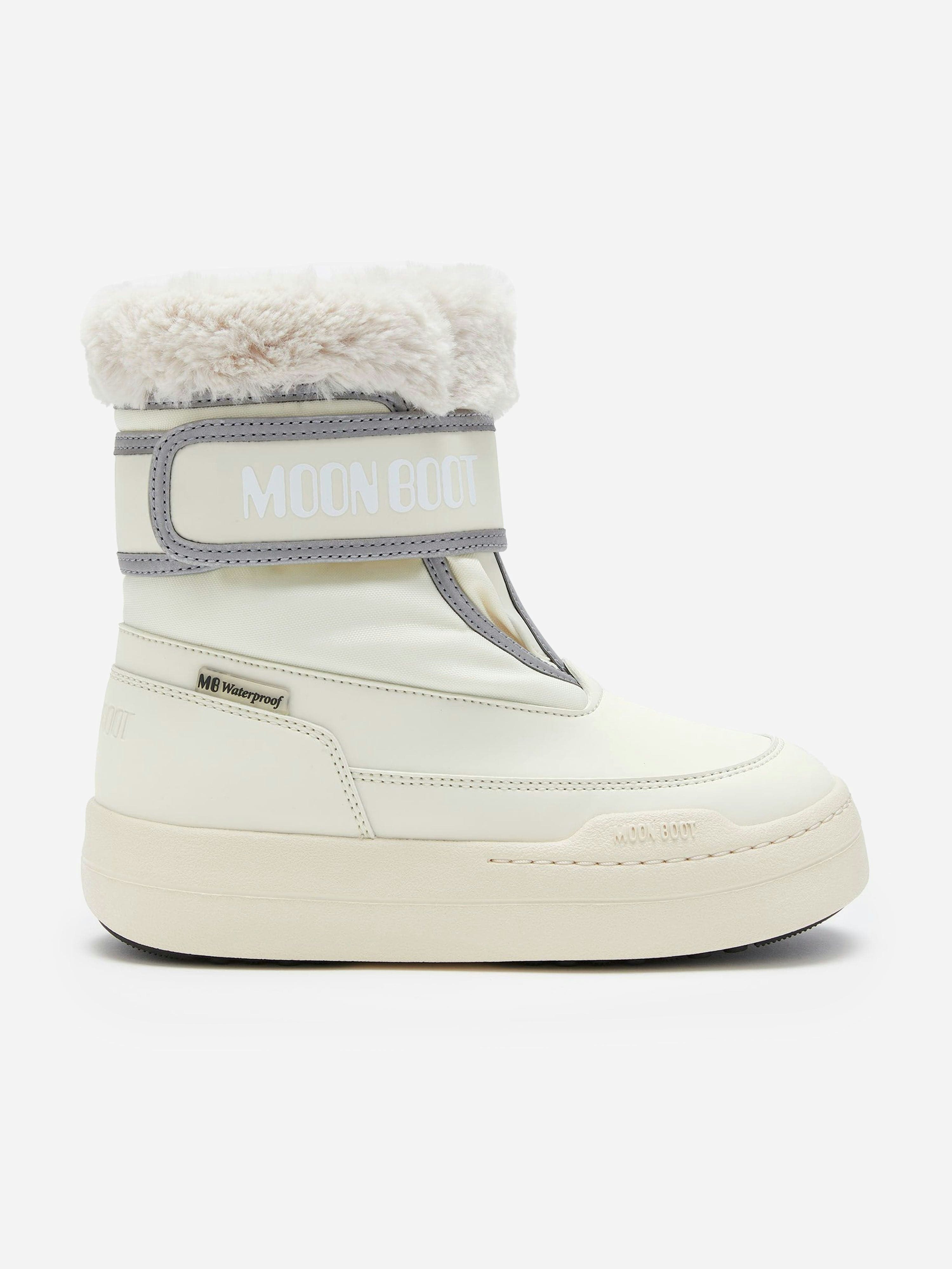 Moon Boot Girls Ivory Jr Park Strap Boots In - Eu 36 Uk 3