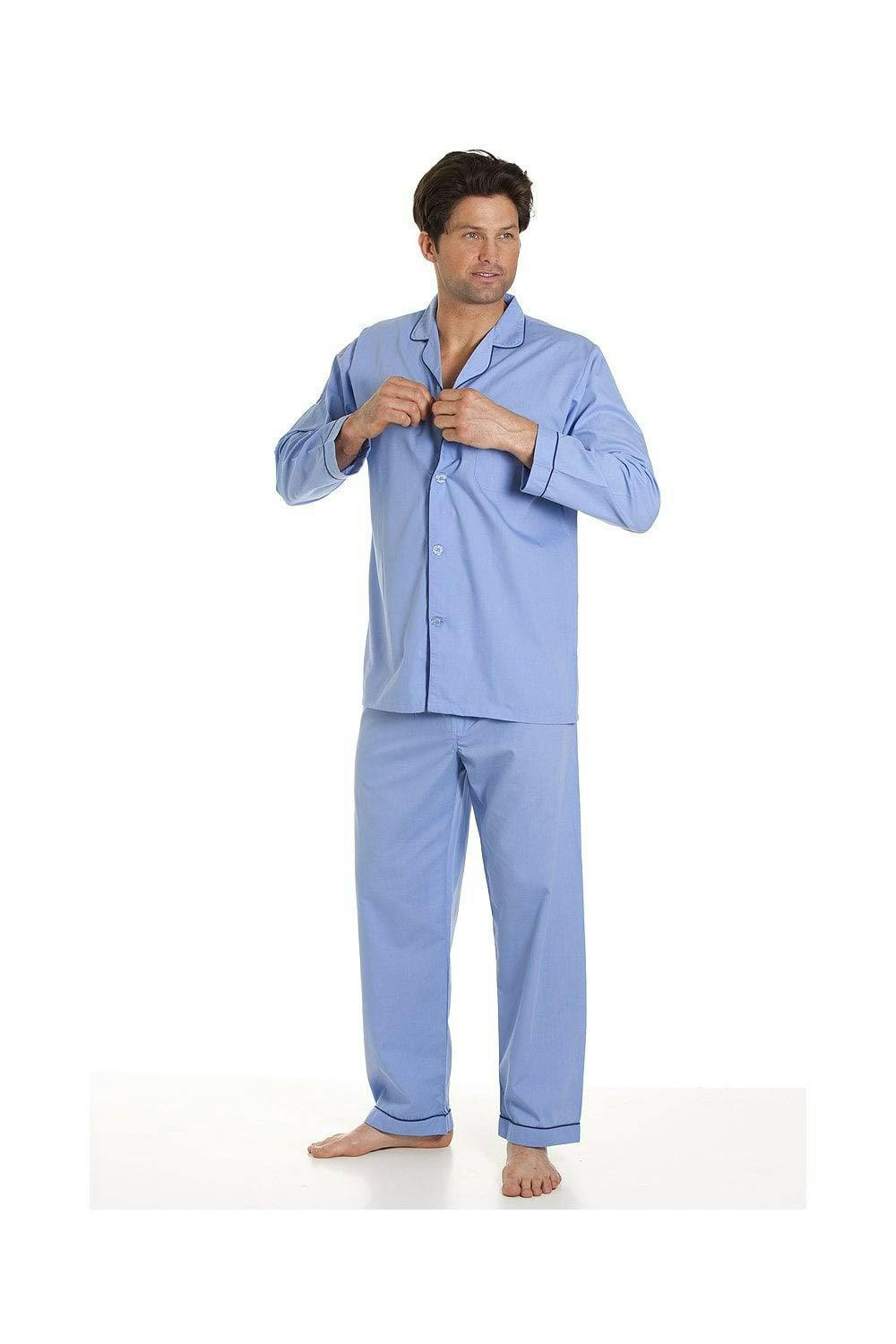 Camille Men's Sky Blue Classic Style Various Colour Full Length Pyjama Set - S