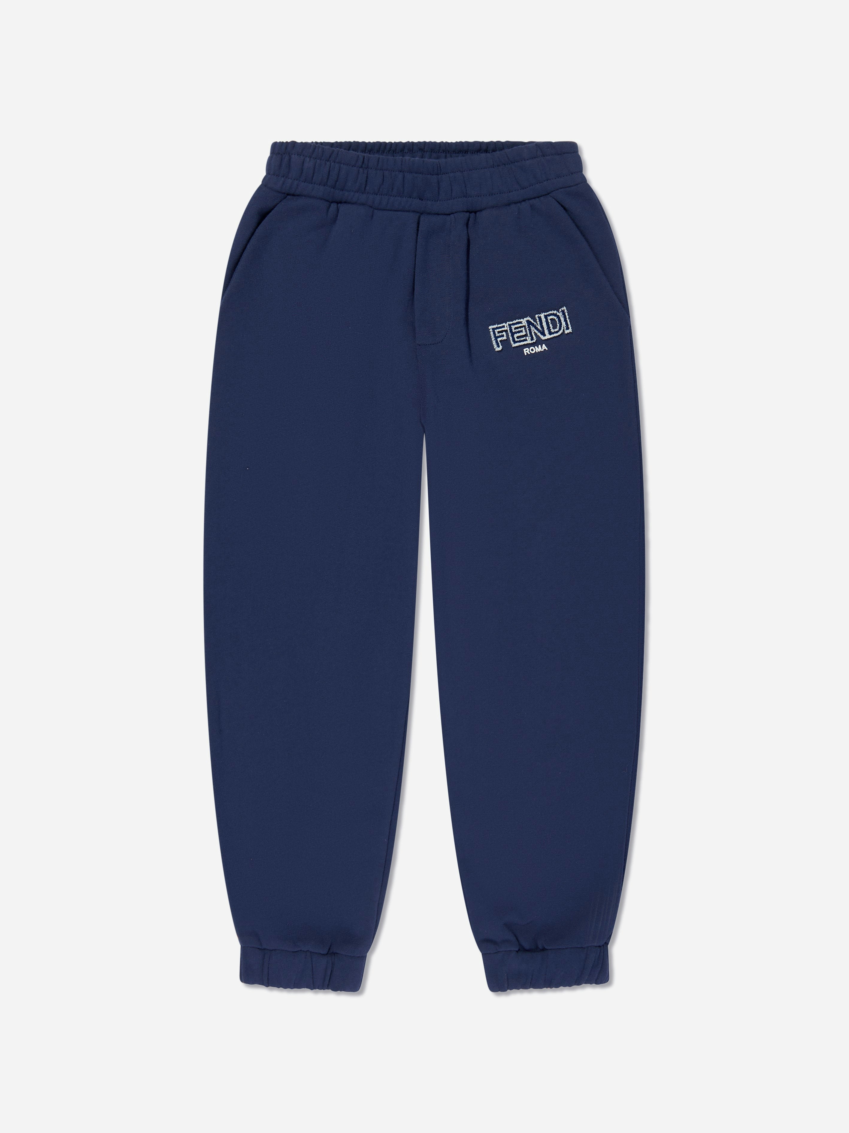 Fendi Kids Boys Blue Fendi Logo Joggers In Navy - 3 Yrs