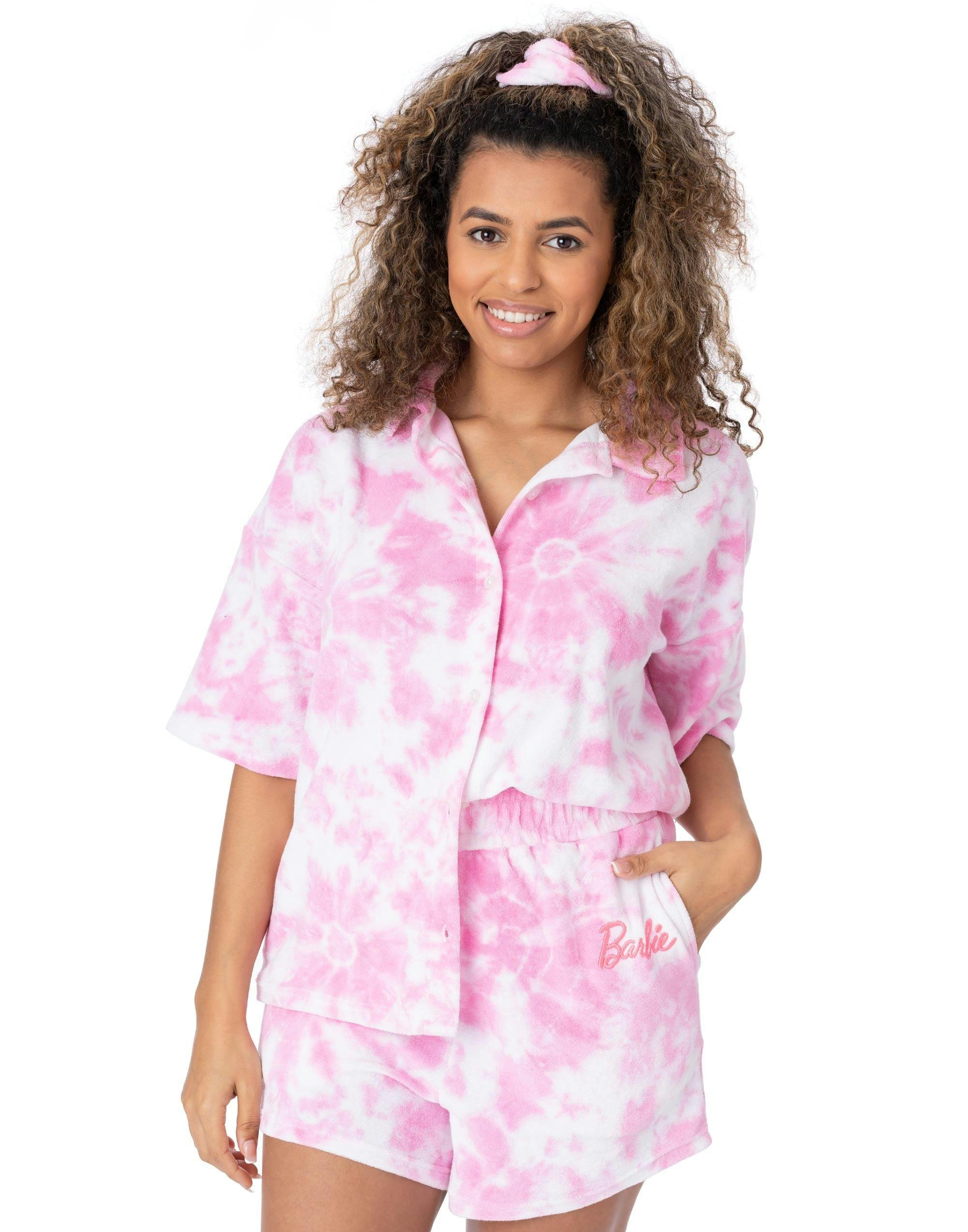 Rackhams Women's Pink Barbie 3 Piece Towelling Co-Ord - Small