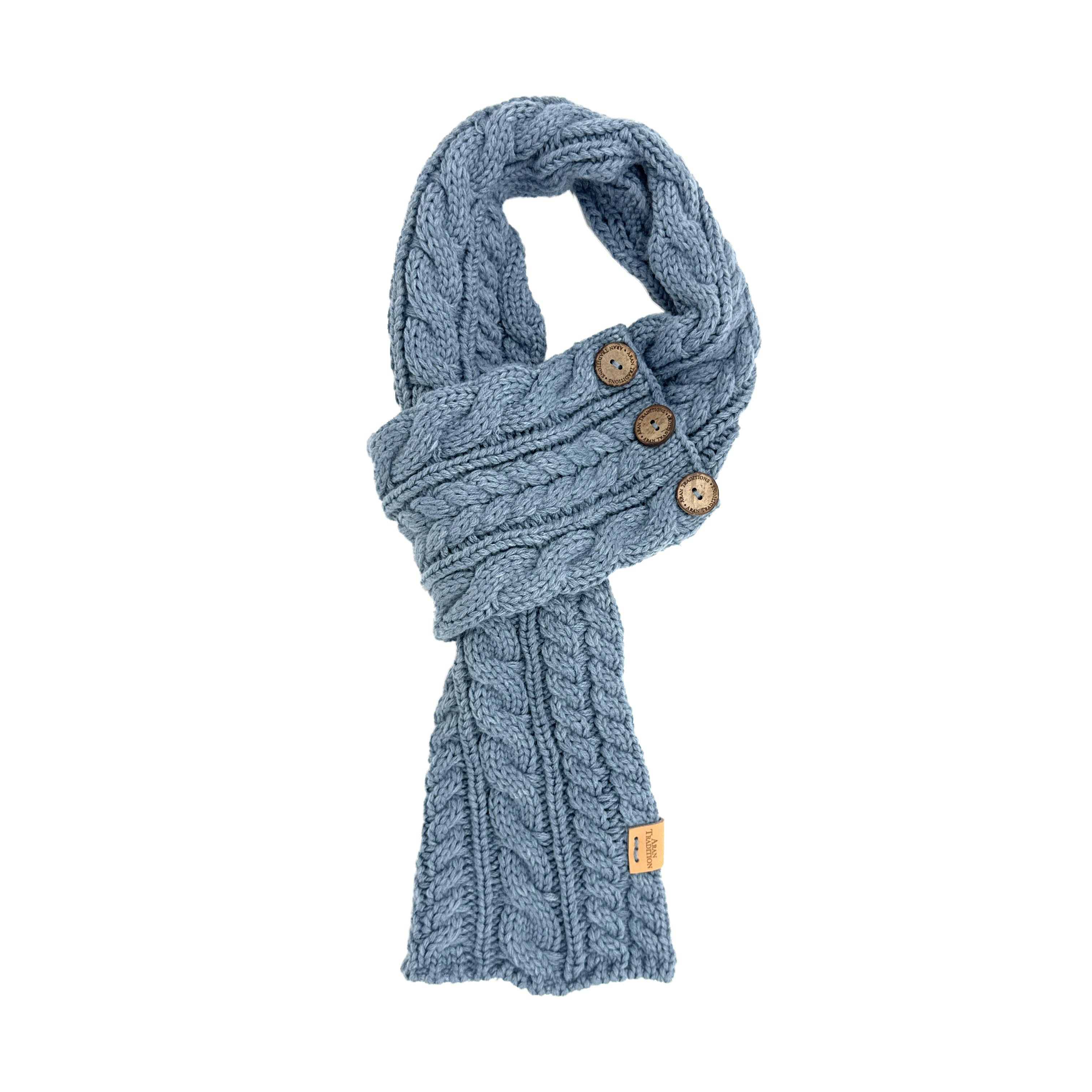 Aran Traditions Aran Cable Button Wrap Scarf - Slate