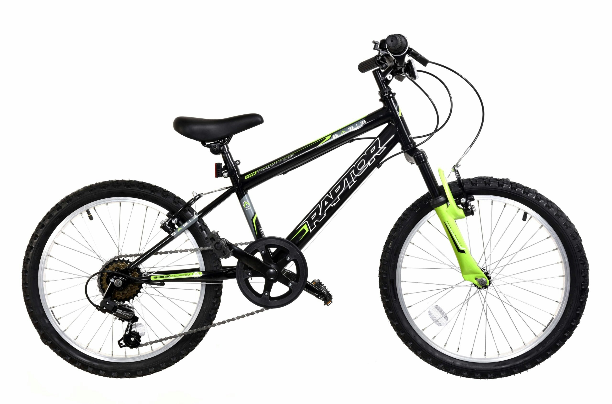 Basis Black/Green Raptor Junior Hardtail Mountain Bike 20In Wheel - Gloss