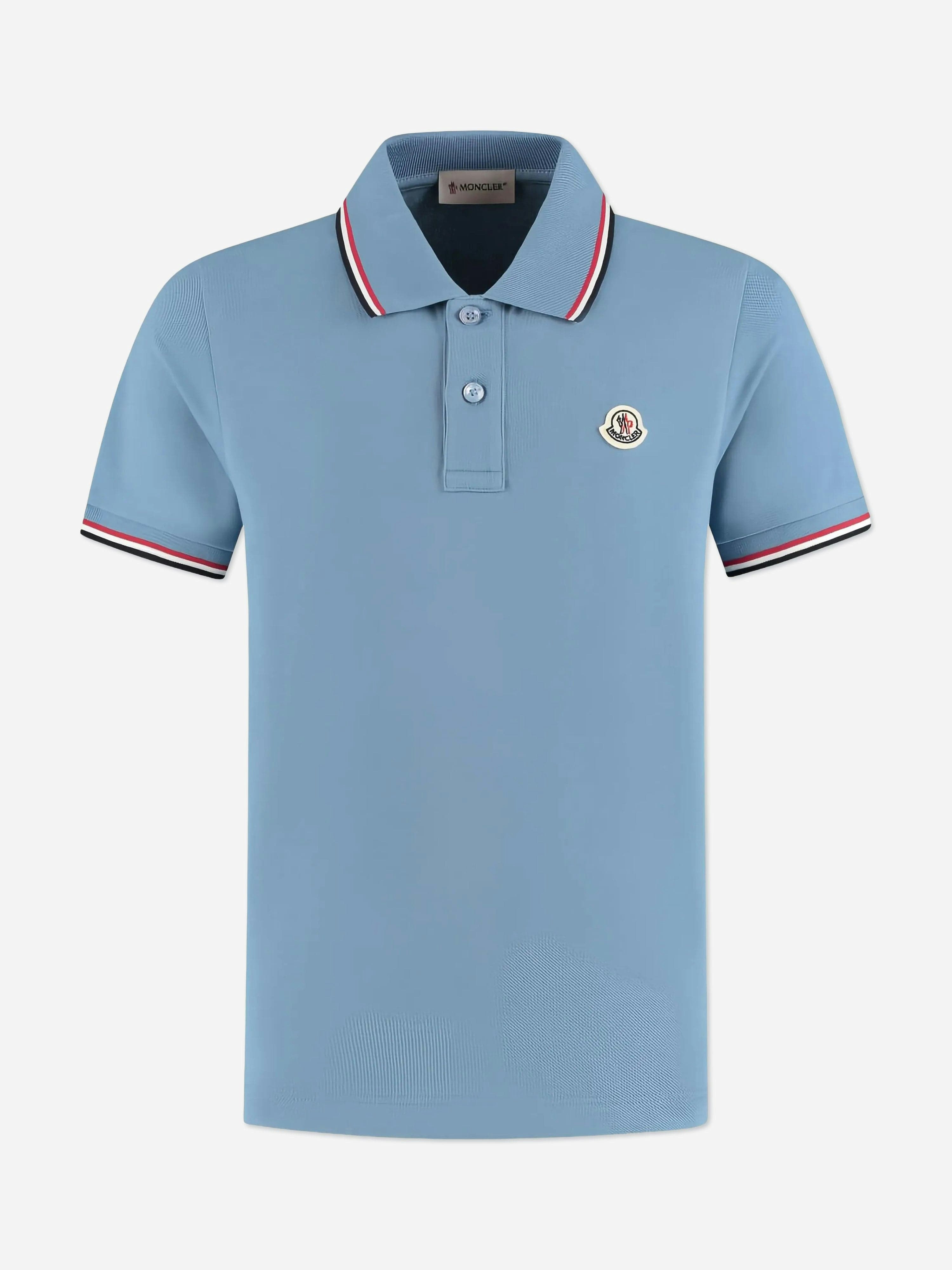 Moncler Enfant Boys Blue Logo Polo Shirt In - 4 Yrs